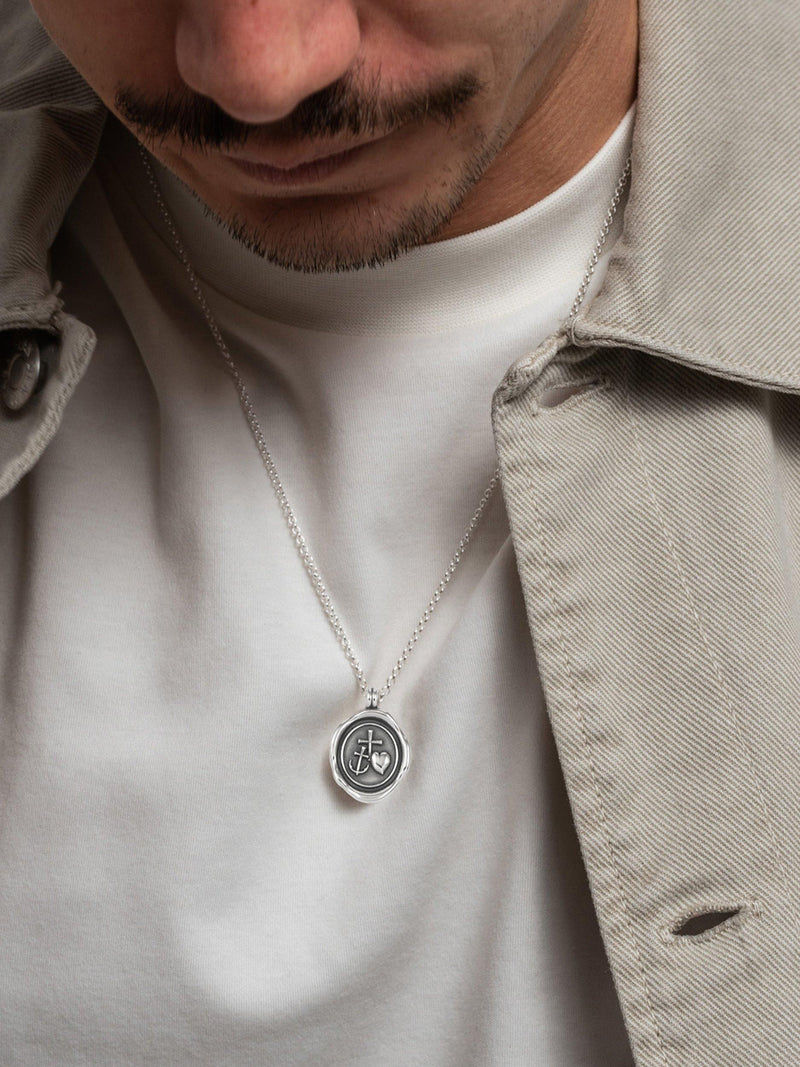 Dower & Hall Spiro Spero pendant necklace men's silver 55cm, UK version