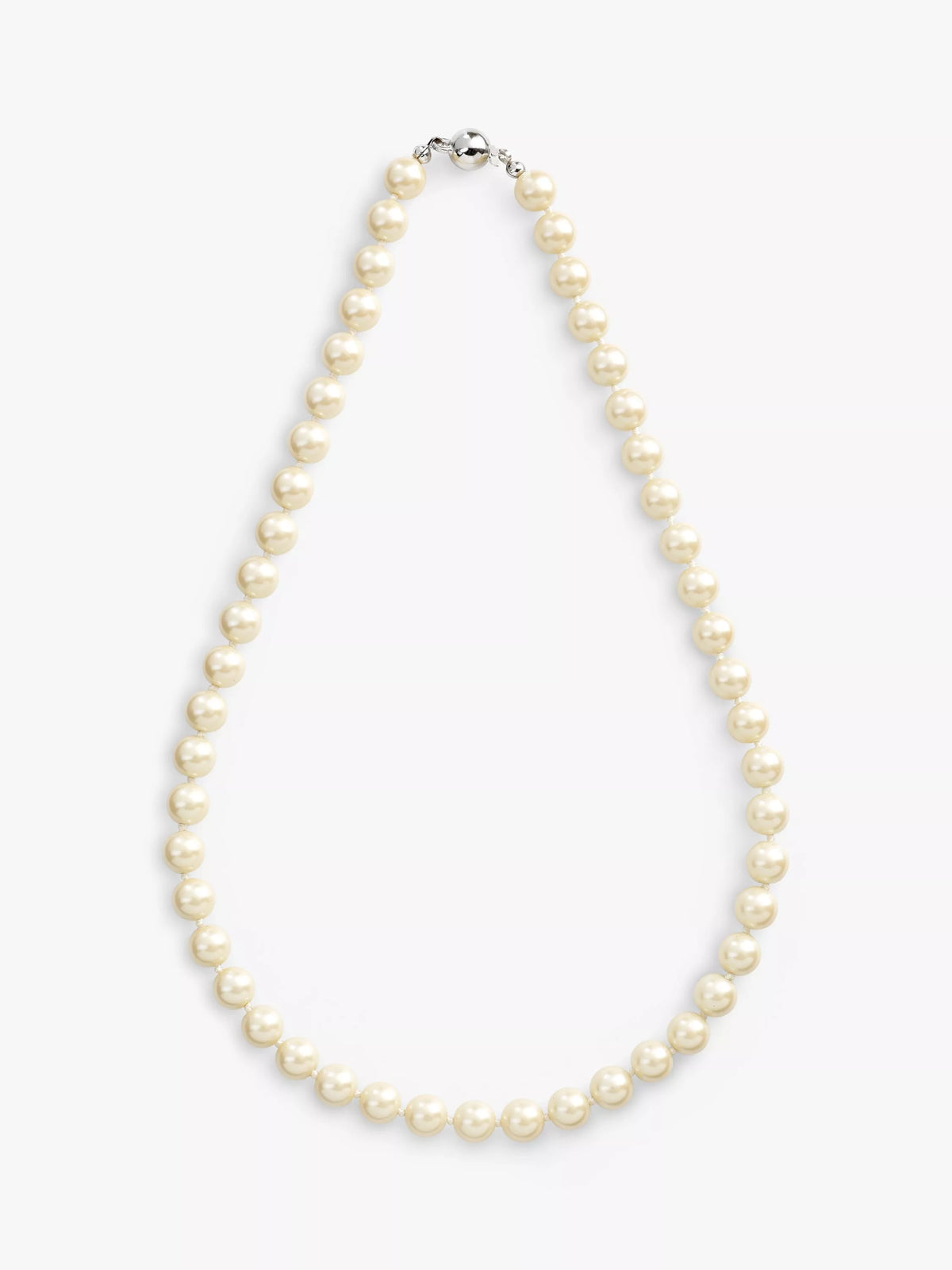 Eclectica pre-loved faux pearl necklace with silver clasp, imported from the UK