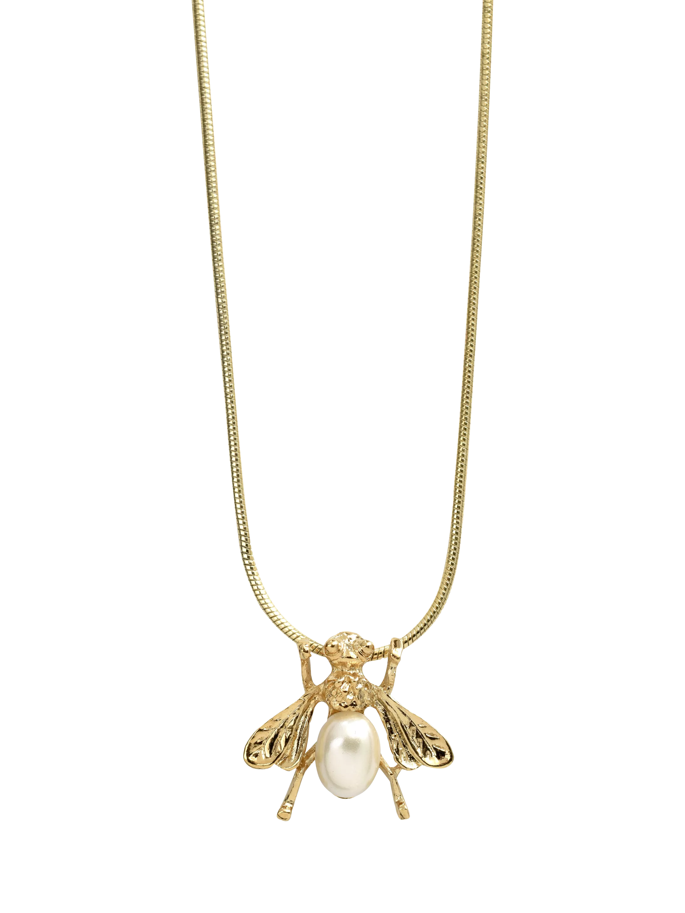 Eclectica faux pearl bee pendant necklace 44cm chain, UK version