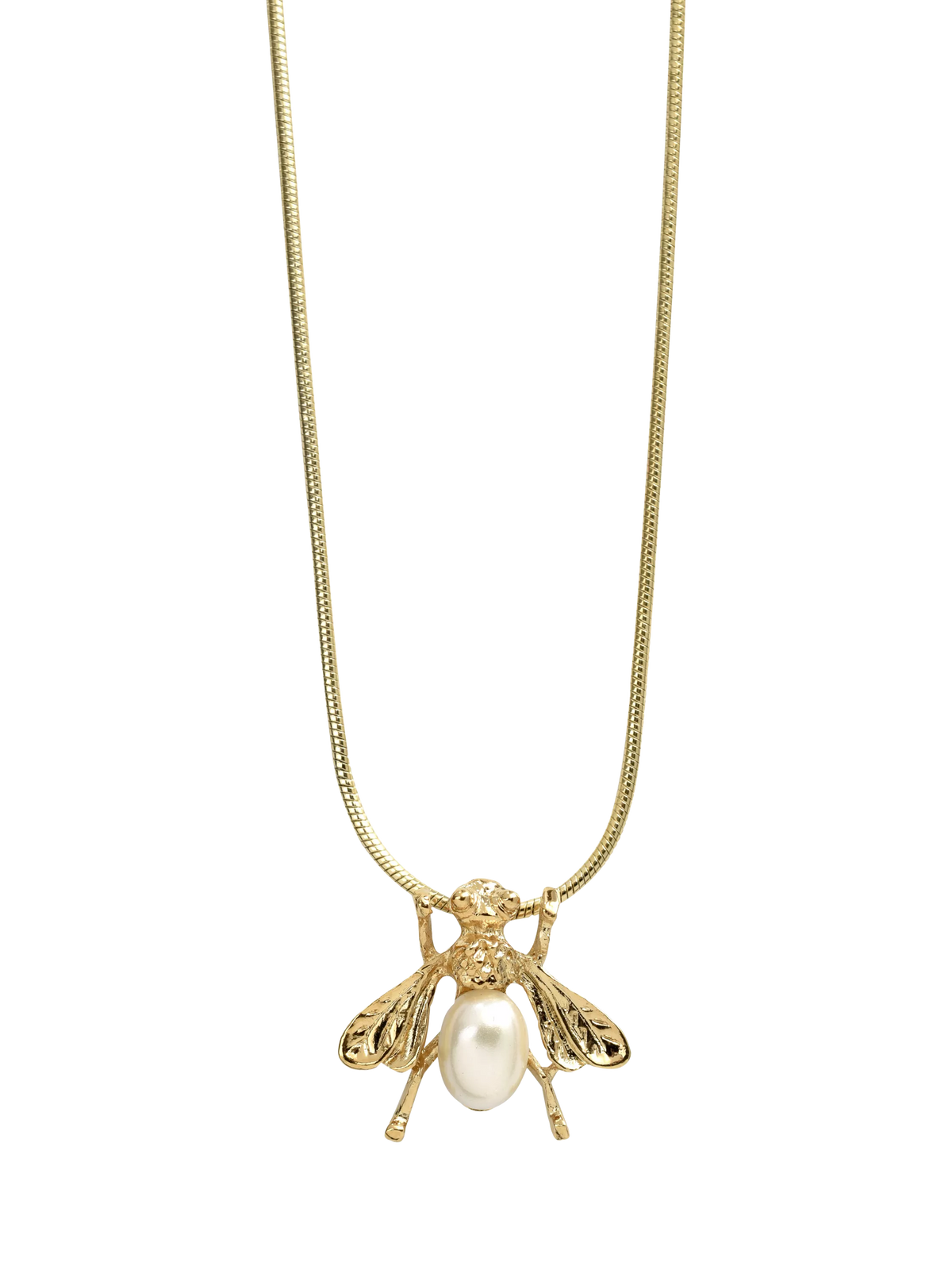Eclectica faux pearl bee pendant necklace 44cm chain, UK version