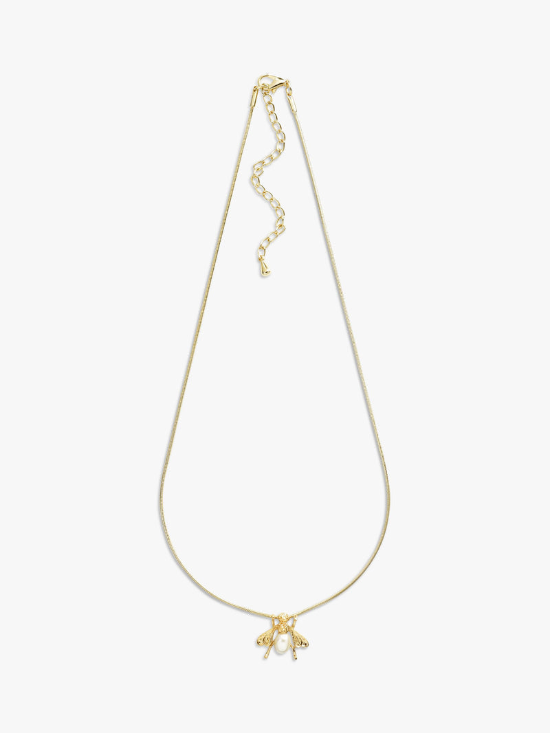 Eclectica faux pearl bee pendant necklace 44cm chain, UK version