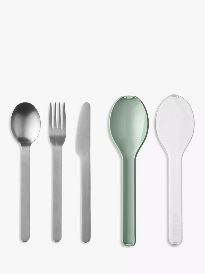 Mepal stainless steel portable cutlery set in case, imported from the UK