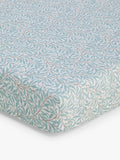 Morris & Co. Brer Rabbit Leaf Print Fitted Sheet, Blue, Cotbed (140 x 70cm)