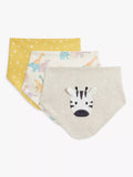 John Lewis Safari Zebra 3D Baby Dribble Bib, Pack of 3, Multi