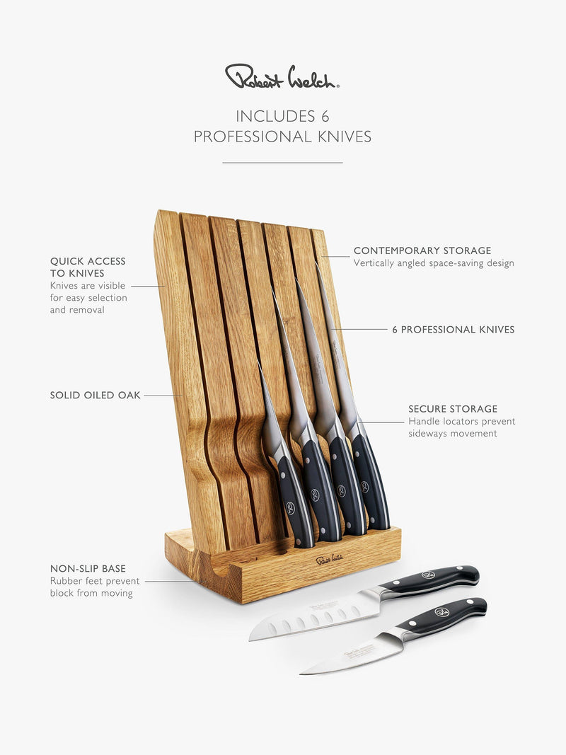 Robert Welch knife block with 6 professional knives, UK version