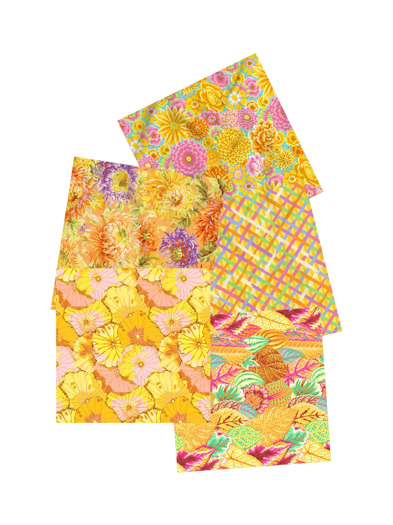 FreeSpirit fat quarter fabrics sunny yellow pack of 5 (British brand)