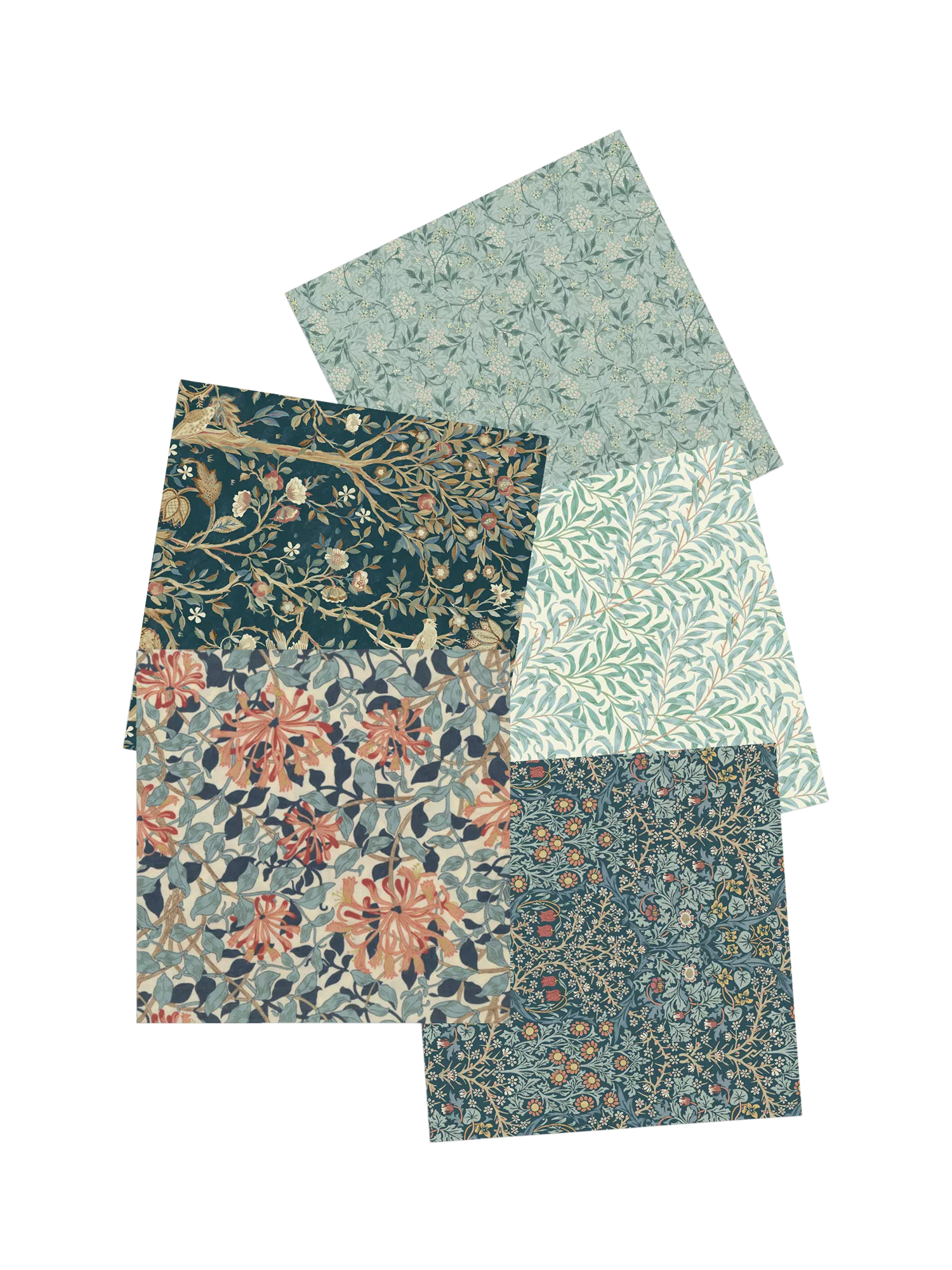 Morris & Co. fat quarter fabrics cool tones pack of 5 (British brand)