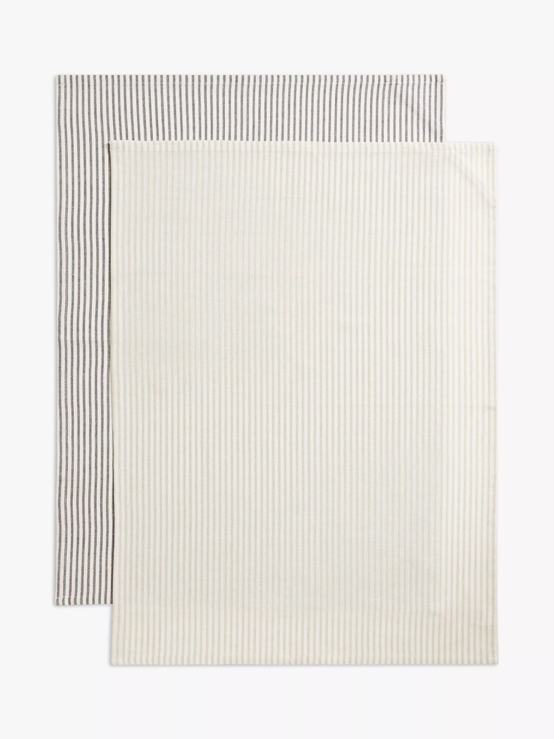 John Lewis woven stripe cotton tea towels pack of 2 charcoal (British brand)