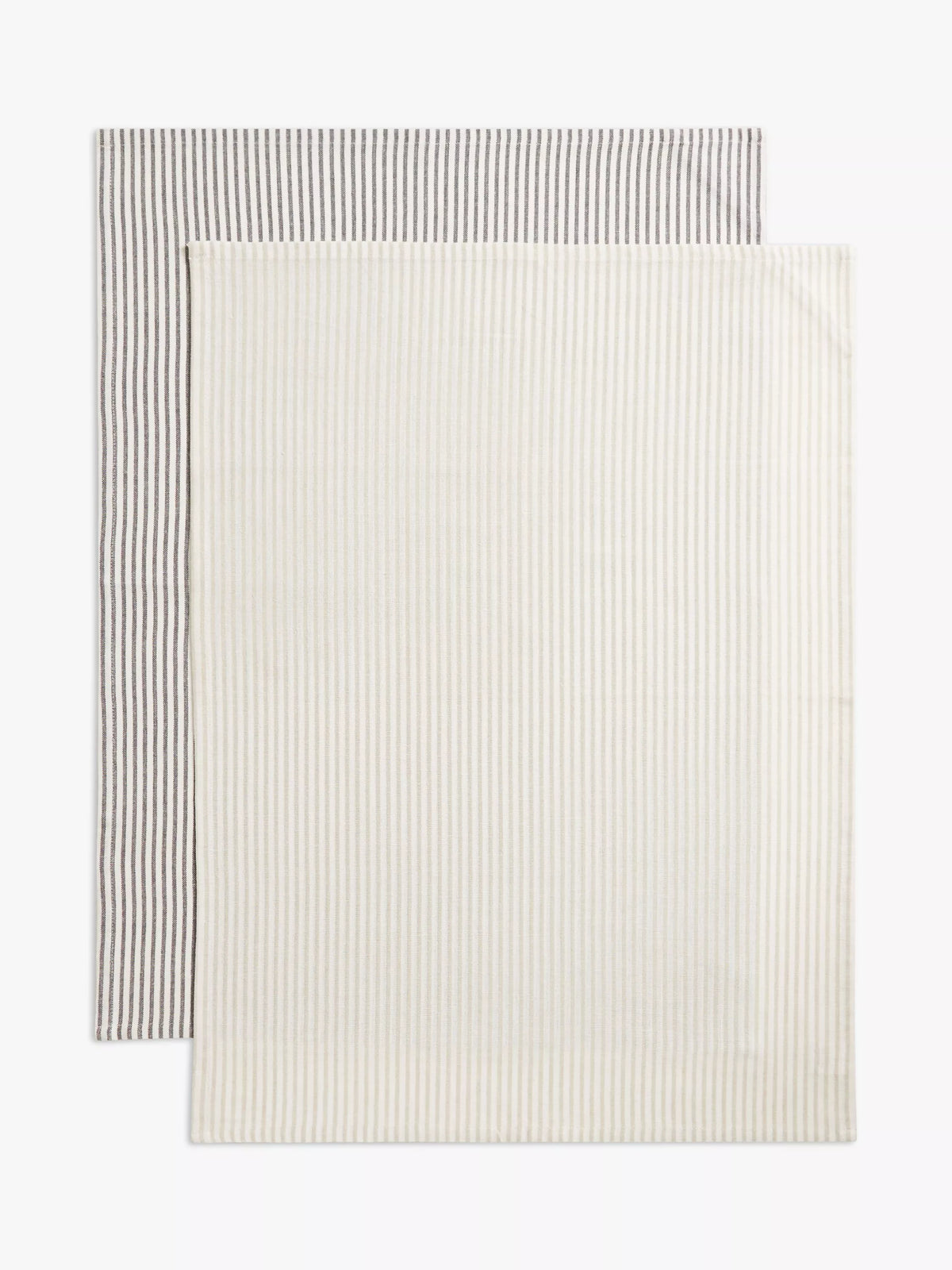 John Lewis woven stripe cotton tea towels pack of 2 charcoal (British brand)