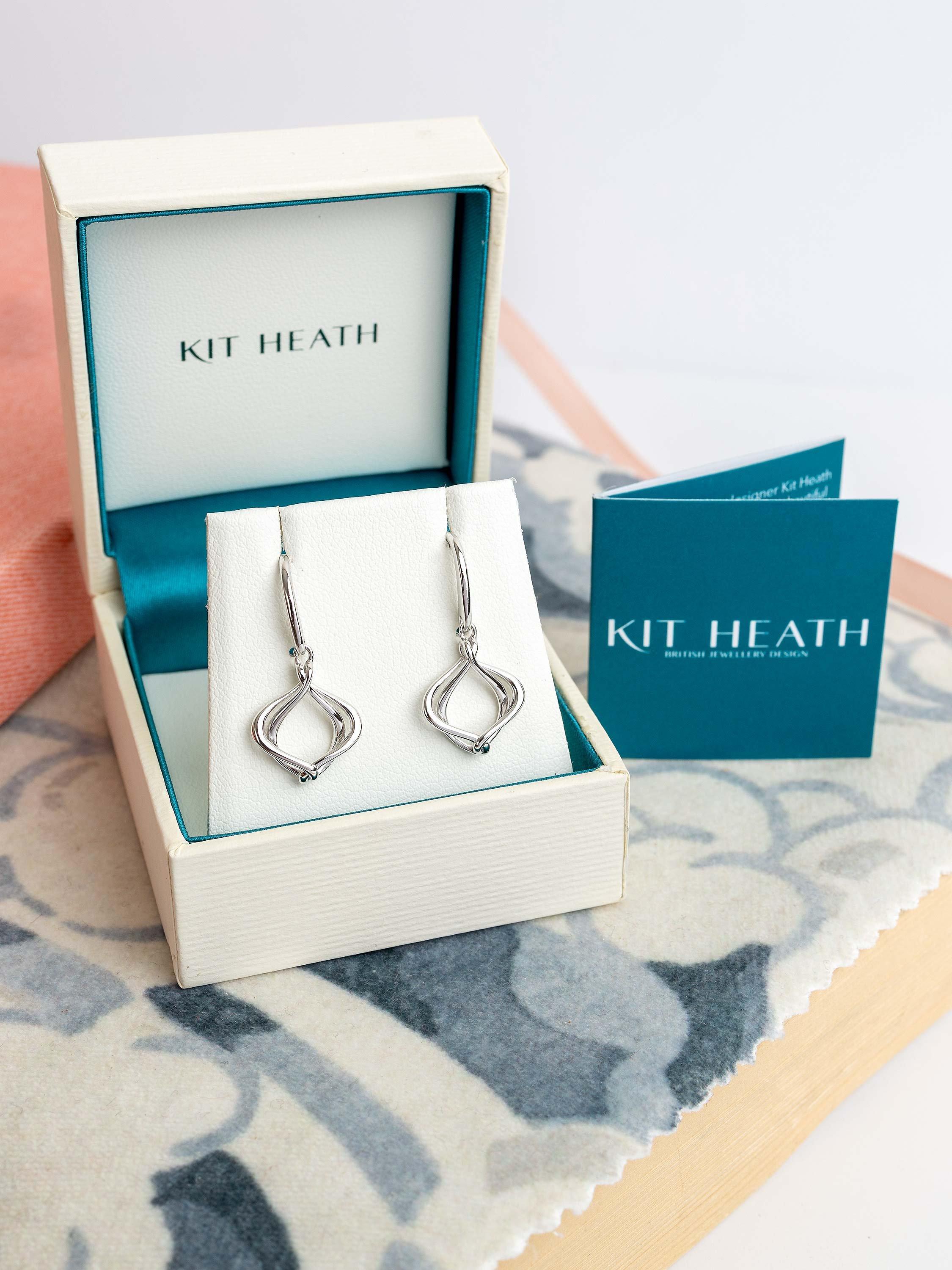 Kit Heath zarte Hängeohrringe rhodiniertes Silber (britische Marke)