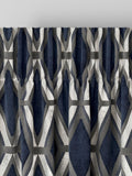Navy blue geometric velvet curtains made to measure (British brand)