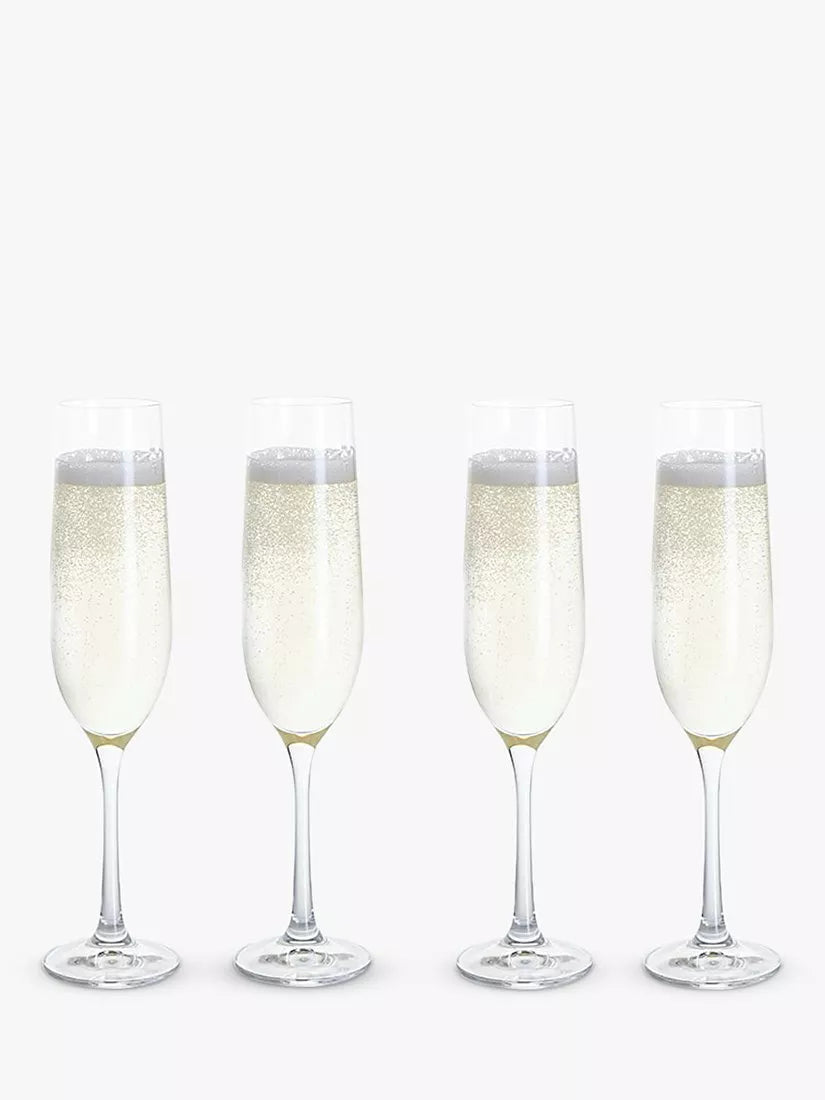 Dartington Crystal champagne flutes set of 4, 190ml clear - British product