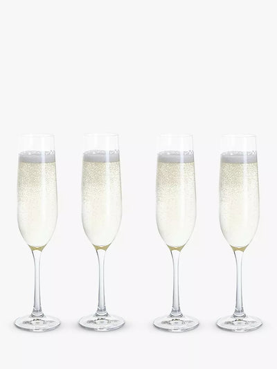 John Lewis Dartington Crystal Entertain Glass Flute Clear Champagne Flutes Set of 4 190ml- Buy online at McGrocer