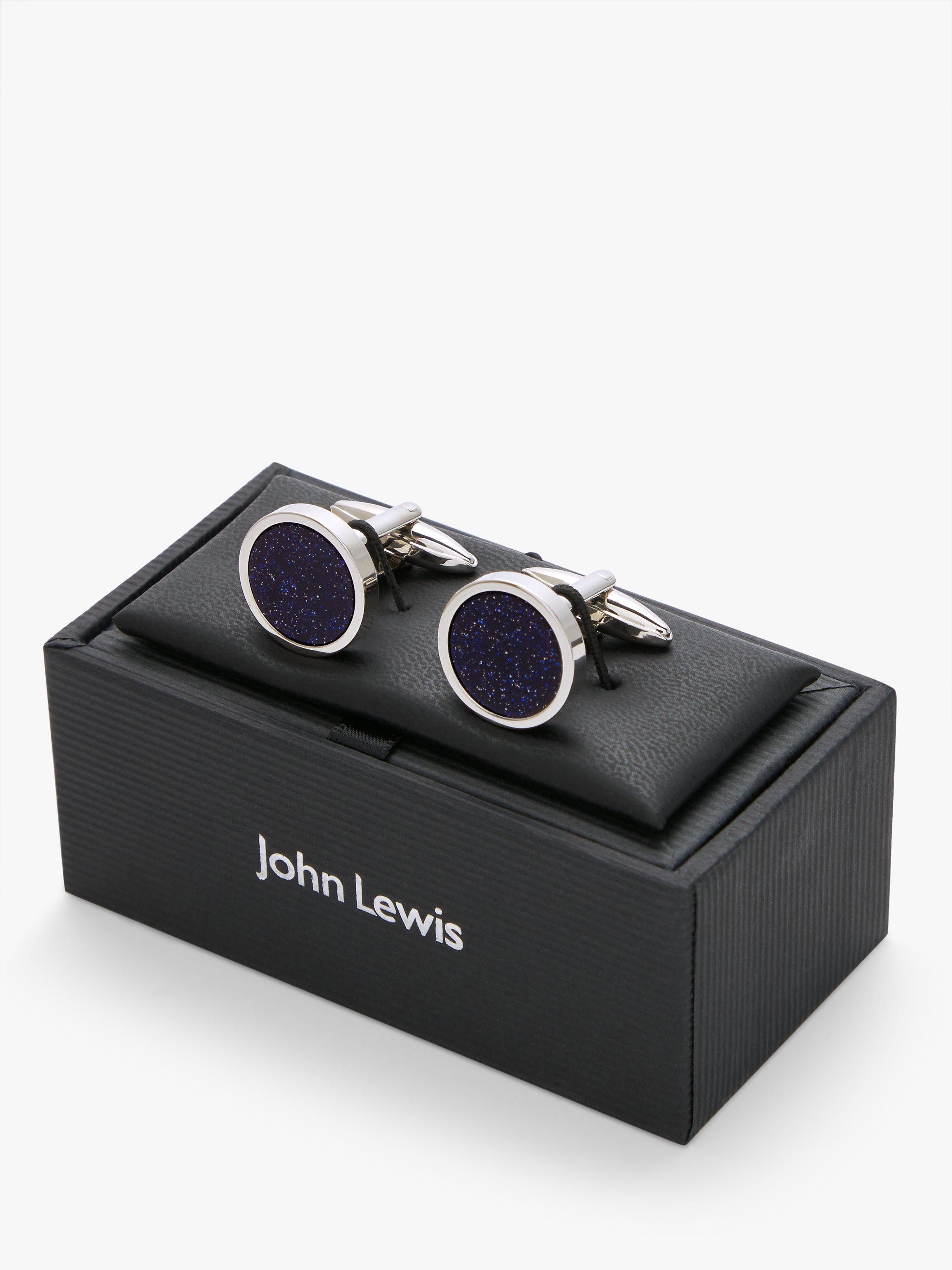 John Lewis round goldstone cufflinks in blue, UK version