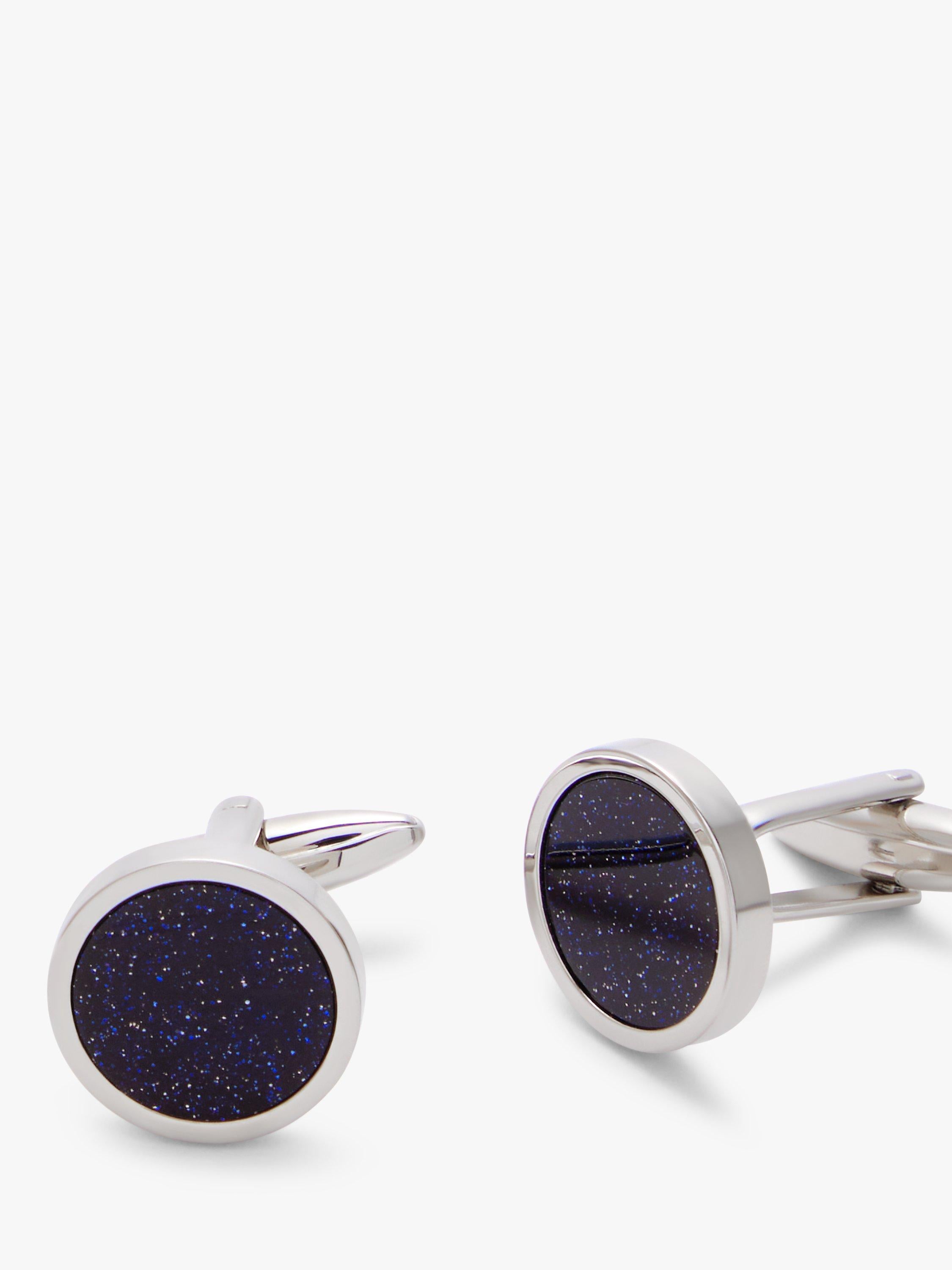 John Lewis round goldstone cufflinks in blue, UK version