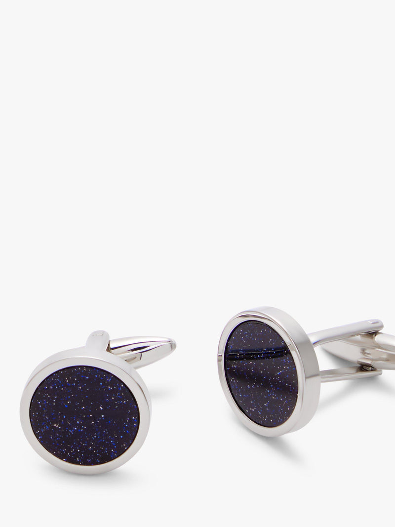 John Lewis round goldstone cufflinks in blue, UK version