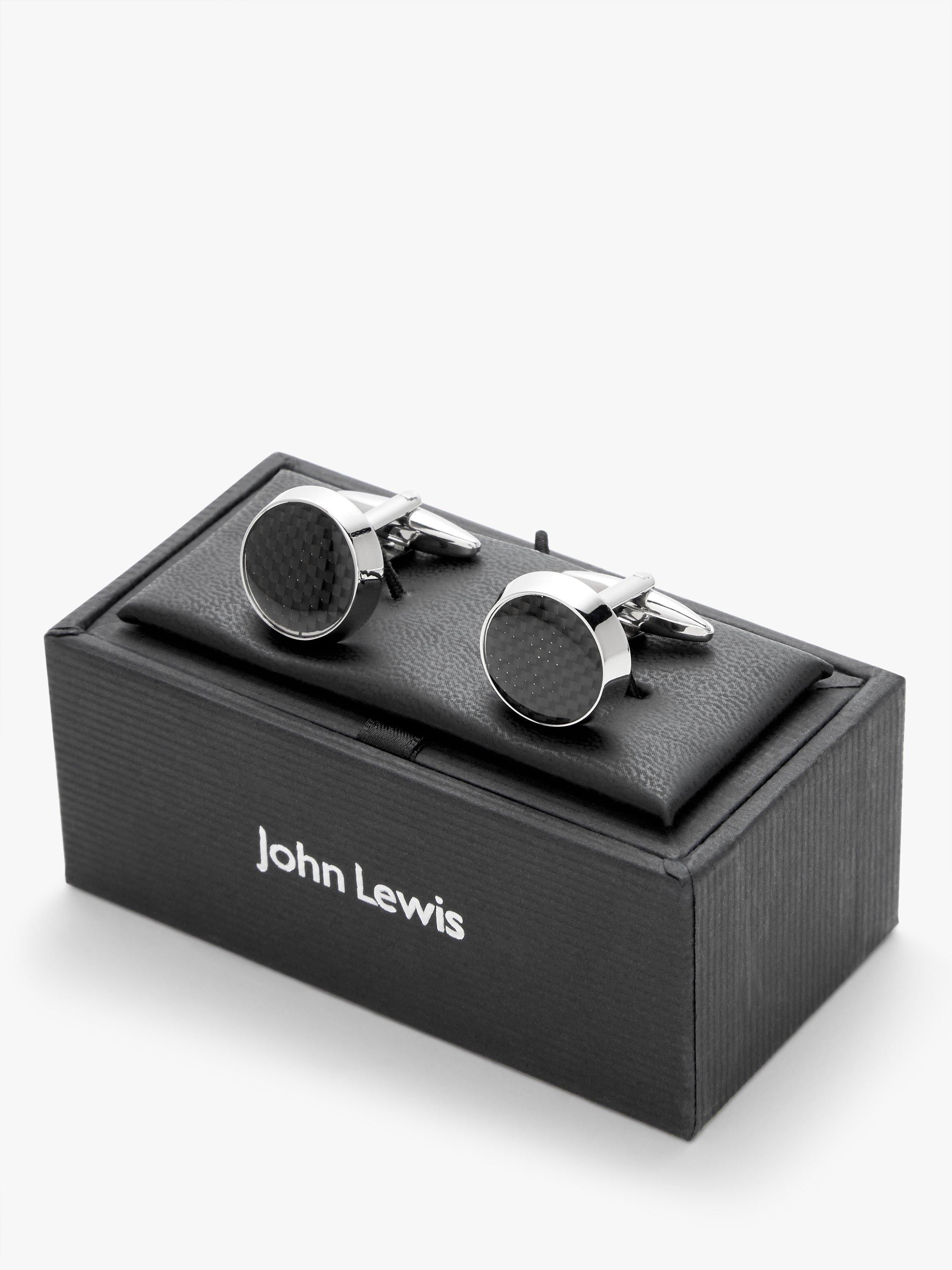 John Lewis grey carbon fibre round cufflinks (British brand)