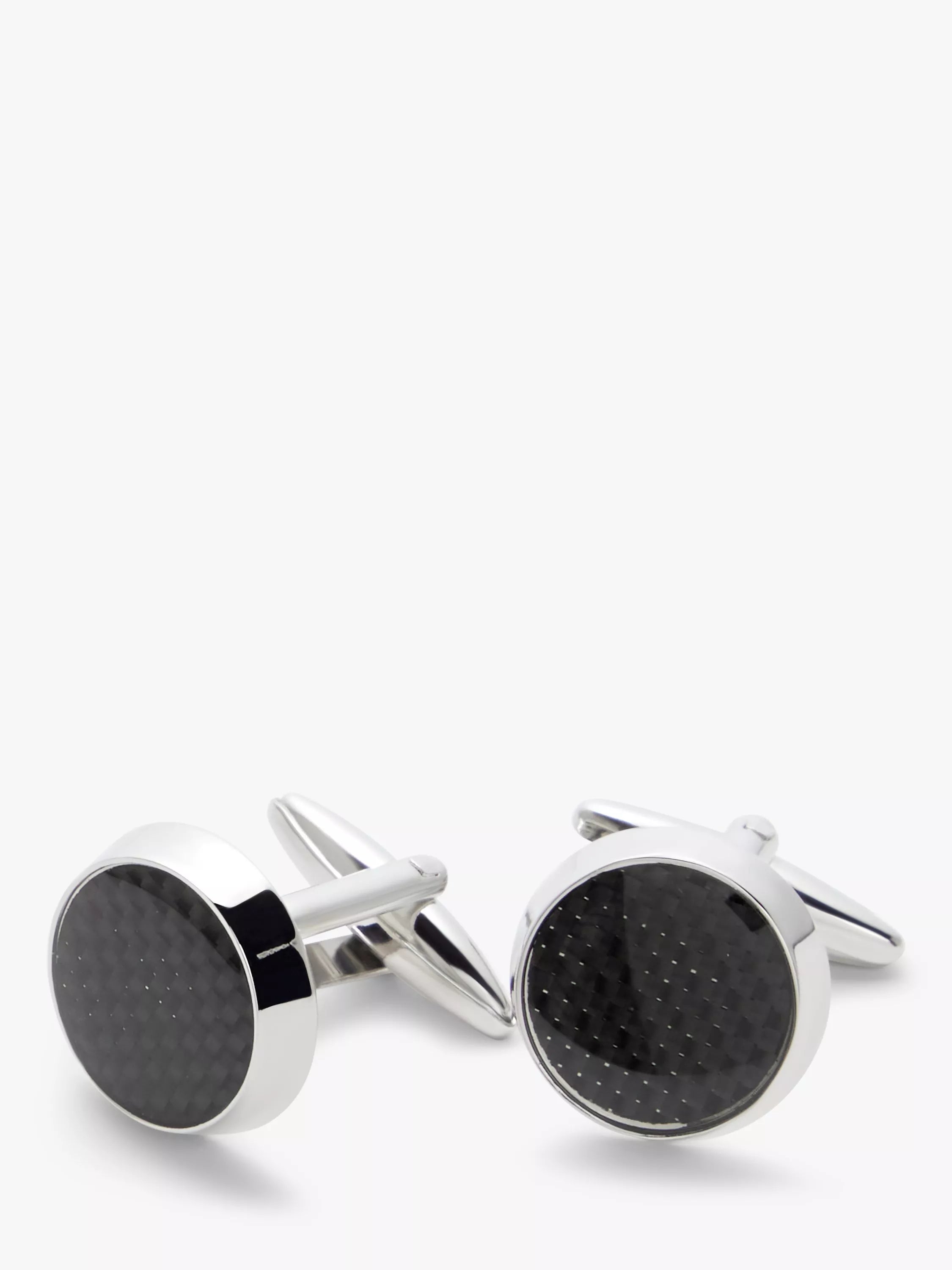 John Lewis grey carbon fibre round cufflinks (British brand)