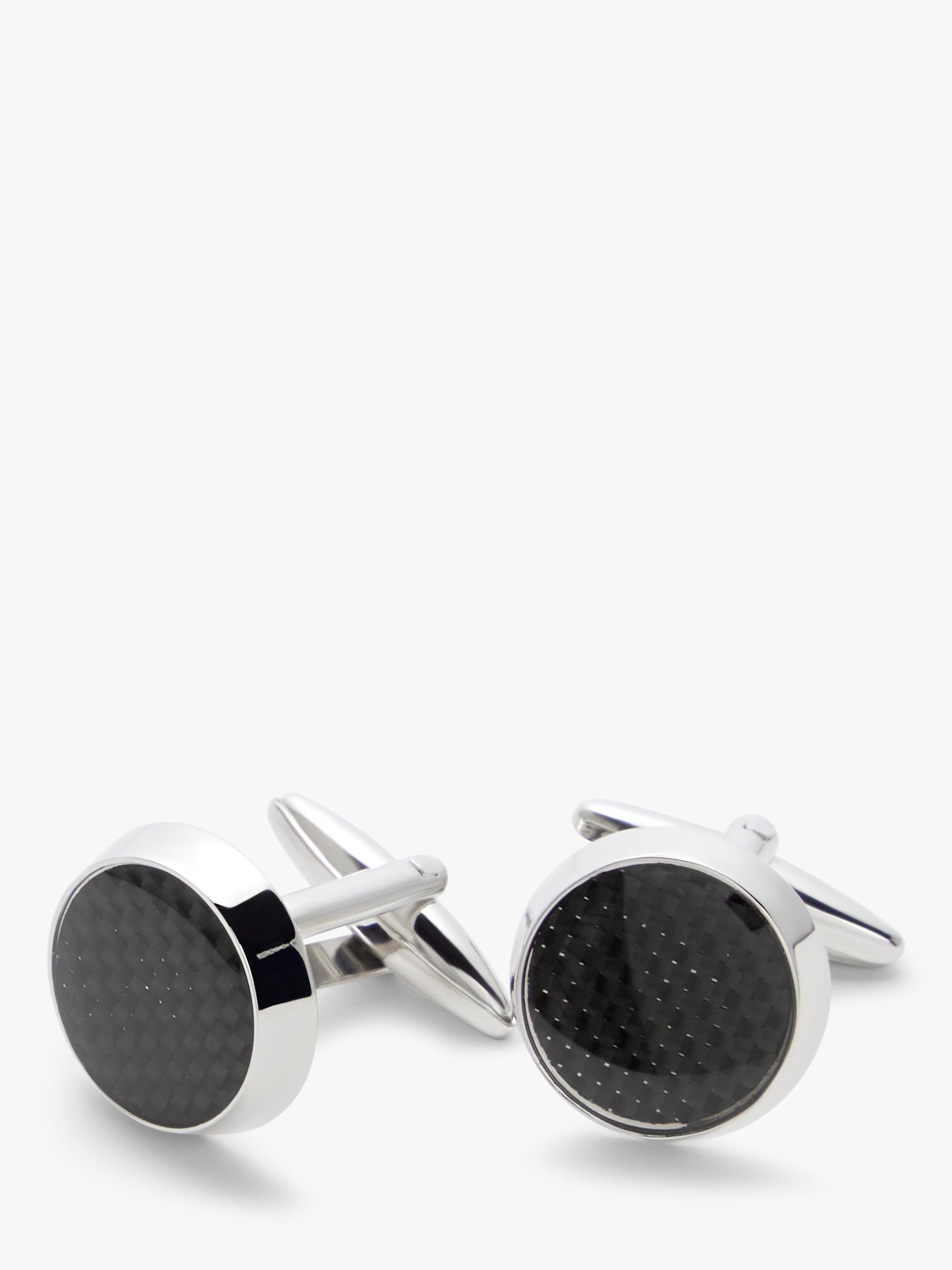 John Lewis grey carbon fibre round cufflinks (British brand)