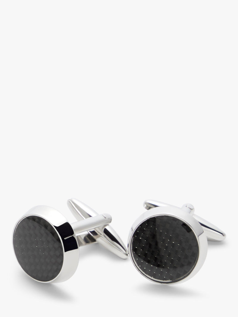 John Lewis grey carbon fibre round cufflinks (British brand)