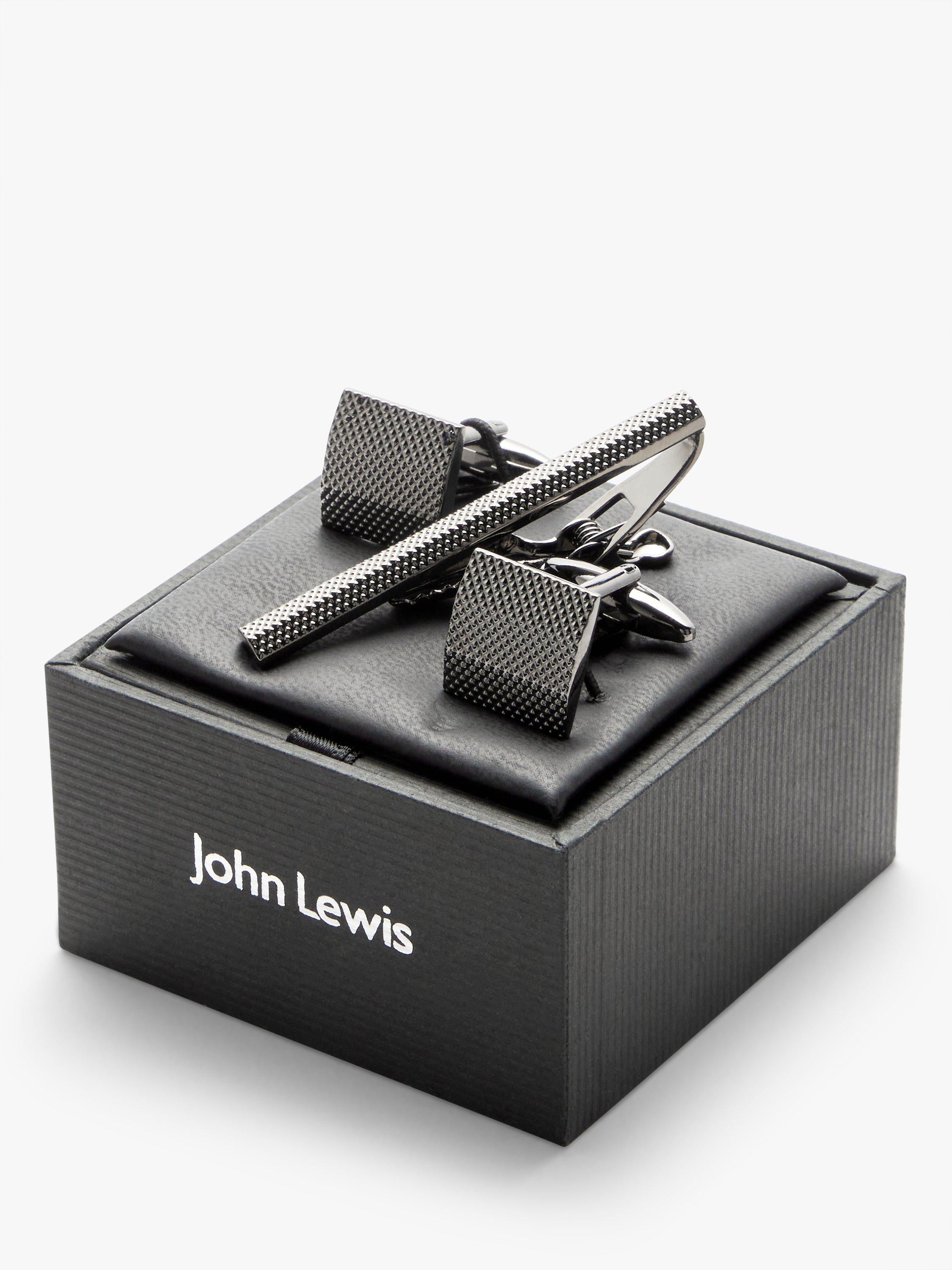 John Lewis Manschettenknöpfe und Krawattennadel-Geschenkset Anthrazit, importiert aus dem Vereinigten Königreich