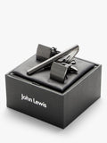 John Lewis Manschettenknöpfe und Krawattennadel-Geschenkset Anthrazit, importiert aus dem Vereinigten Königreich