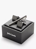 John Lewis cufflinks and tie bar gift set gunmetal, imported from the UK
