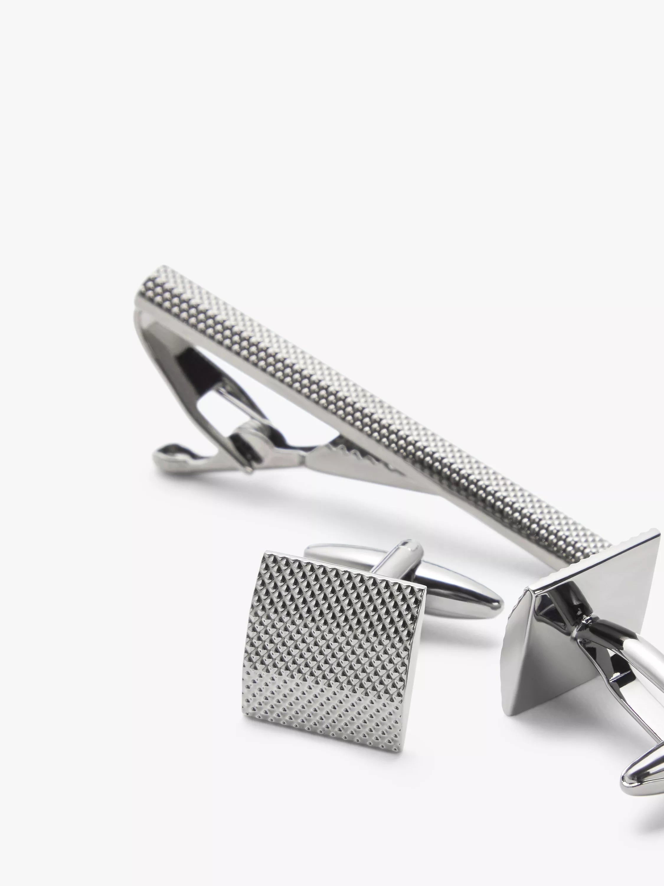 John Lewis cufflinks and tie bar gift set gunmetal, imported from the UK