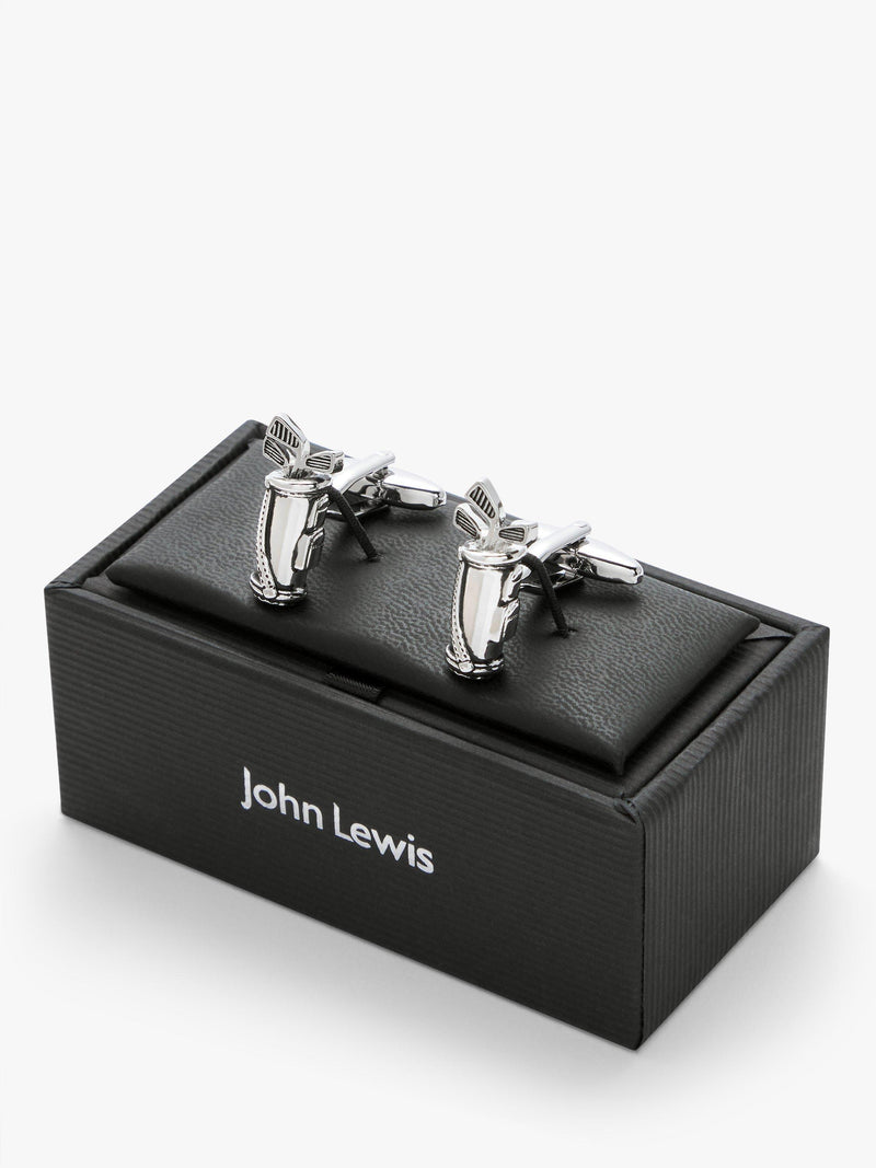 John Lewis golf bag cufflinks in silver finish - British product