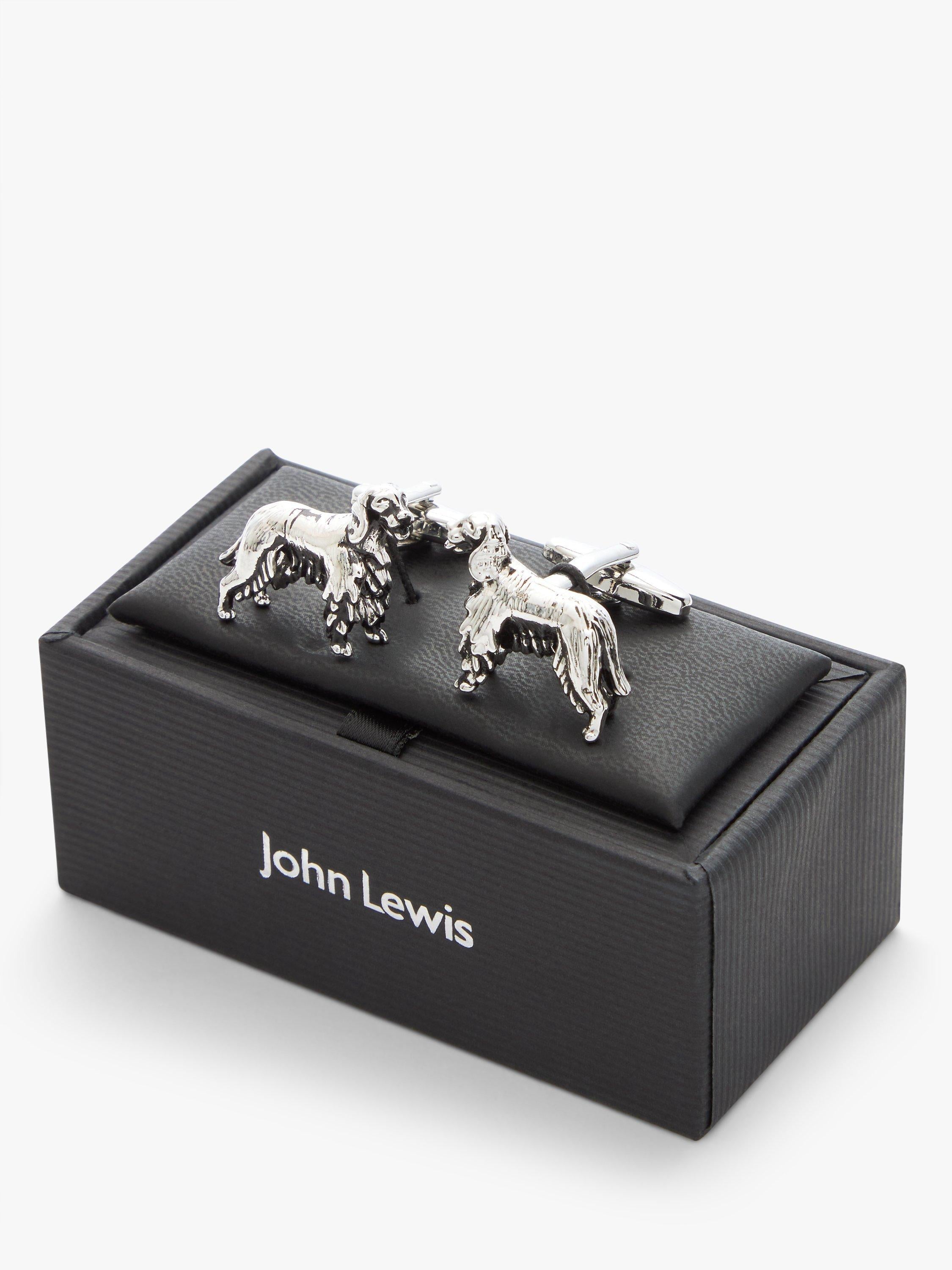 John Lewis silver spaniel dog cufflinks, UK version