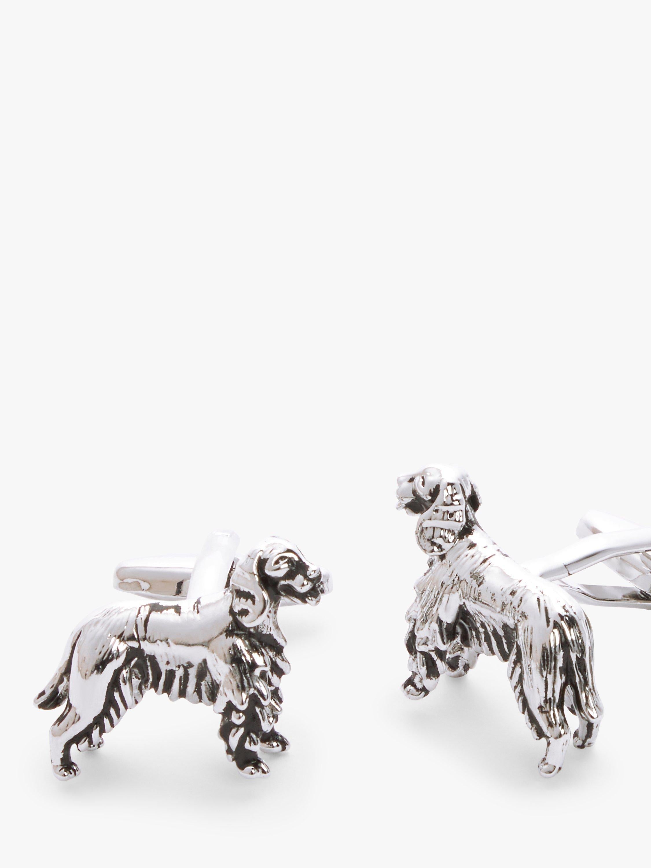 John Lewis silver spaniel dog cufflinks, UK version