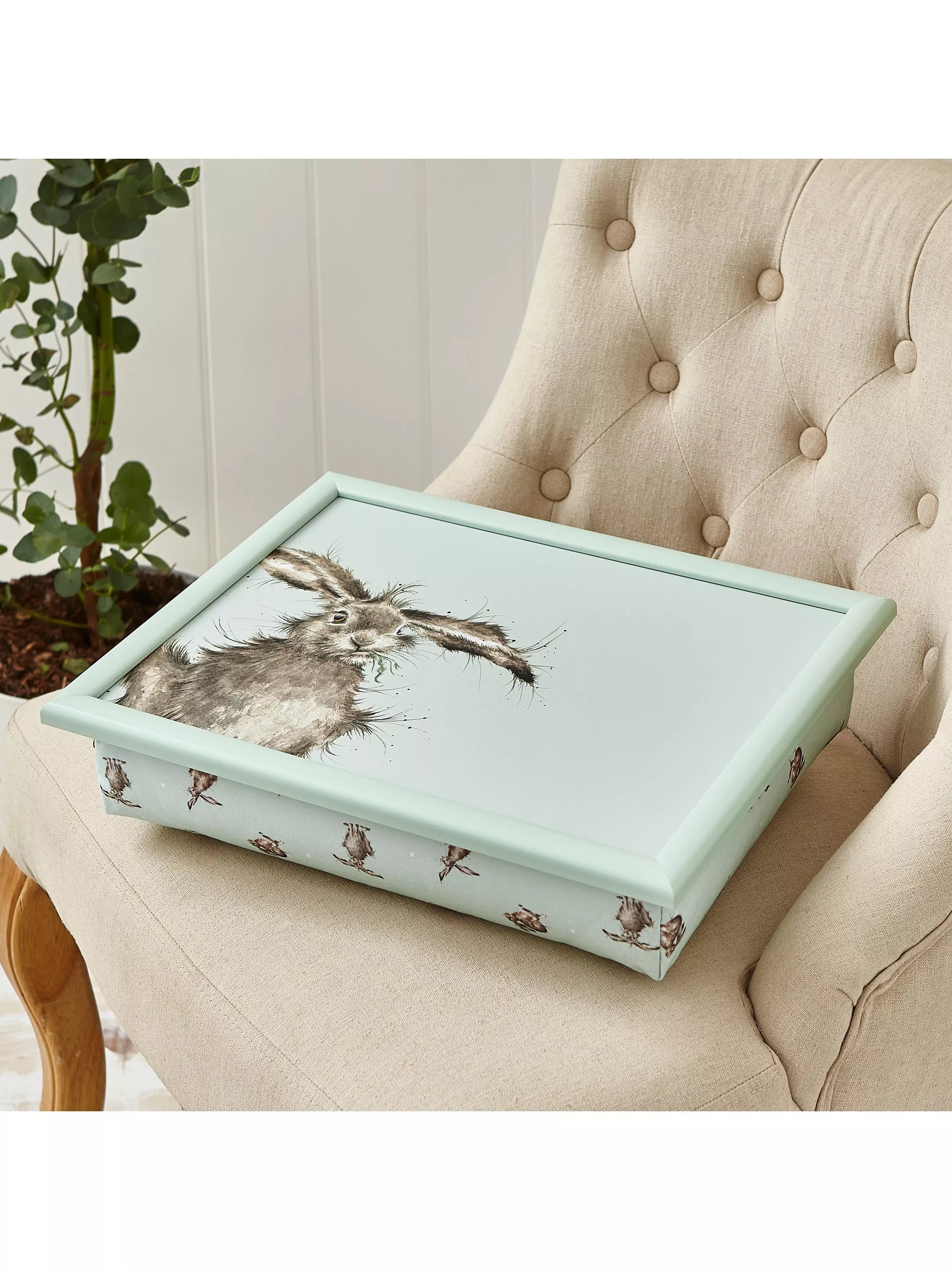 Wrendale Designs hare lap tray with padded base (British brand)