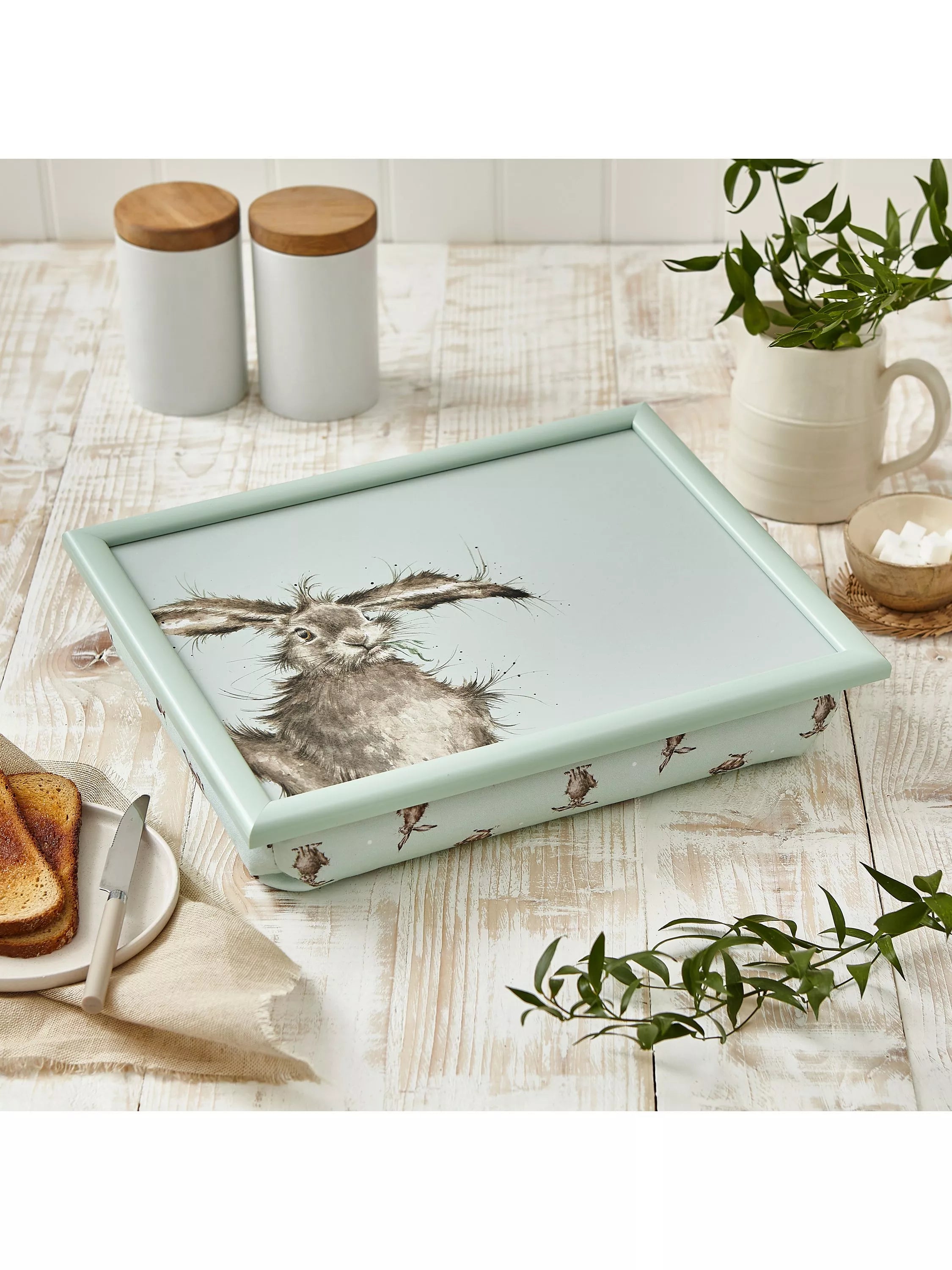 Wrendale Designs hare lap tray with padded base (British brand)