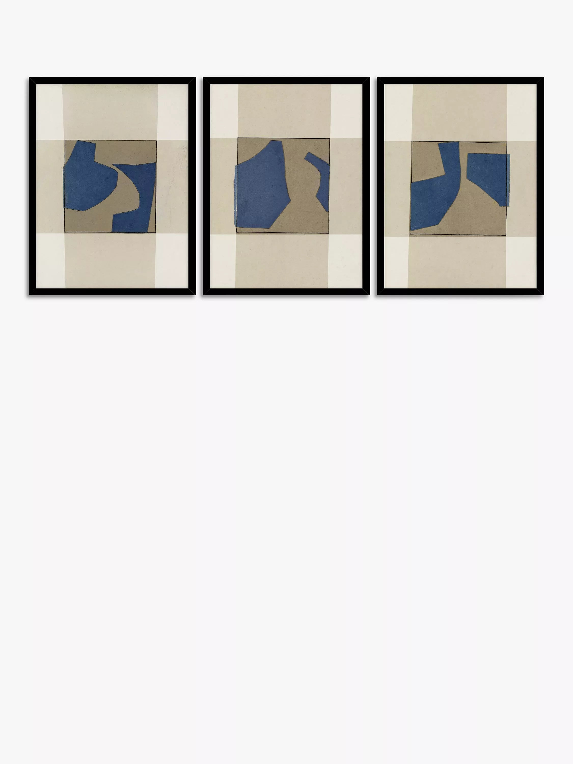 John Lewis framed print set blue abstract 42x32cm - British product