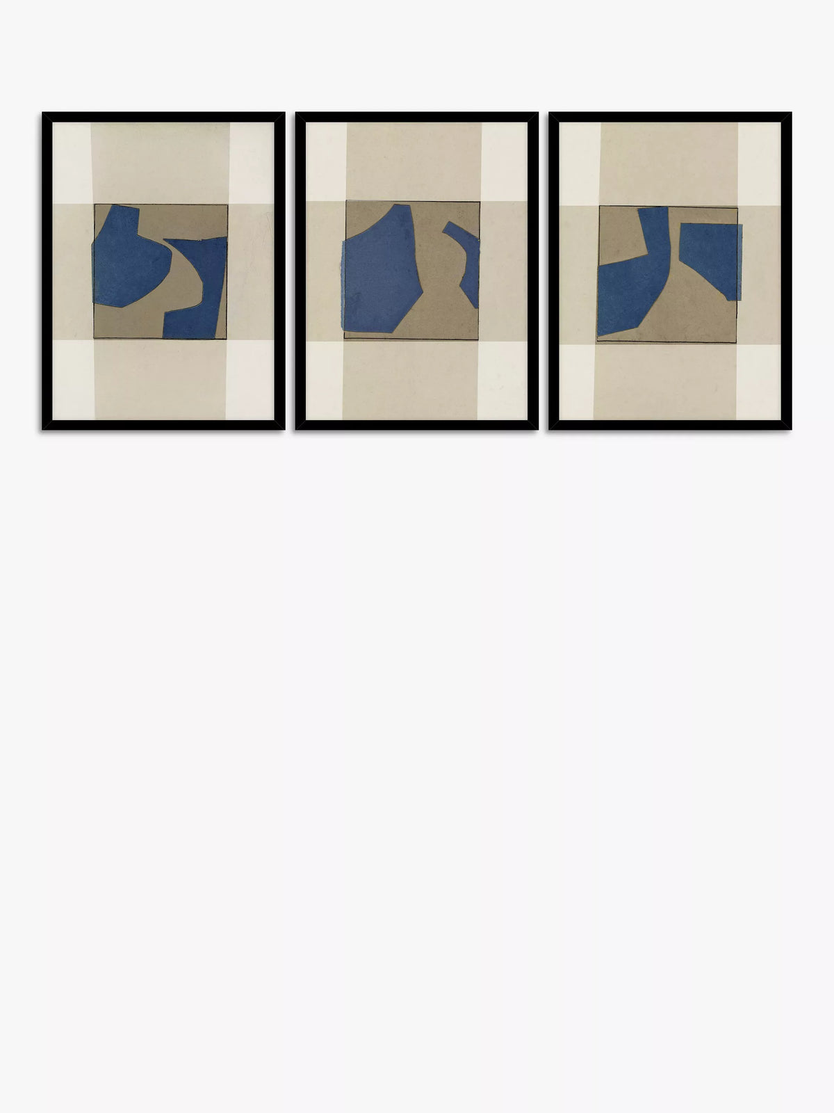 John Lewis framed print set blue abstract 42x32cm - British product