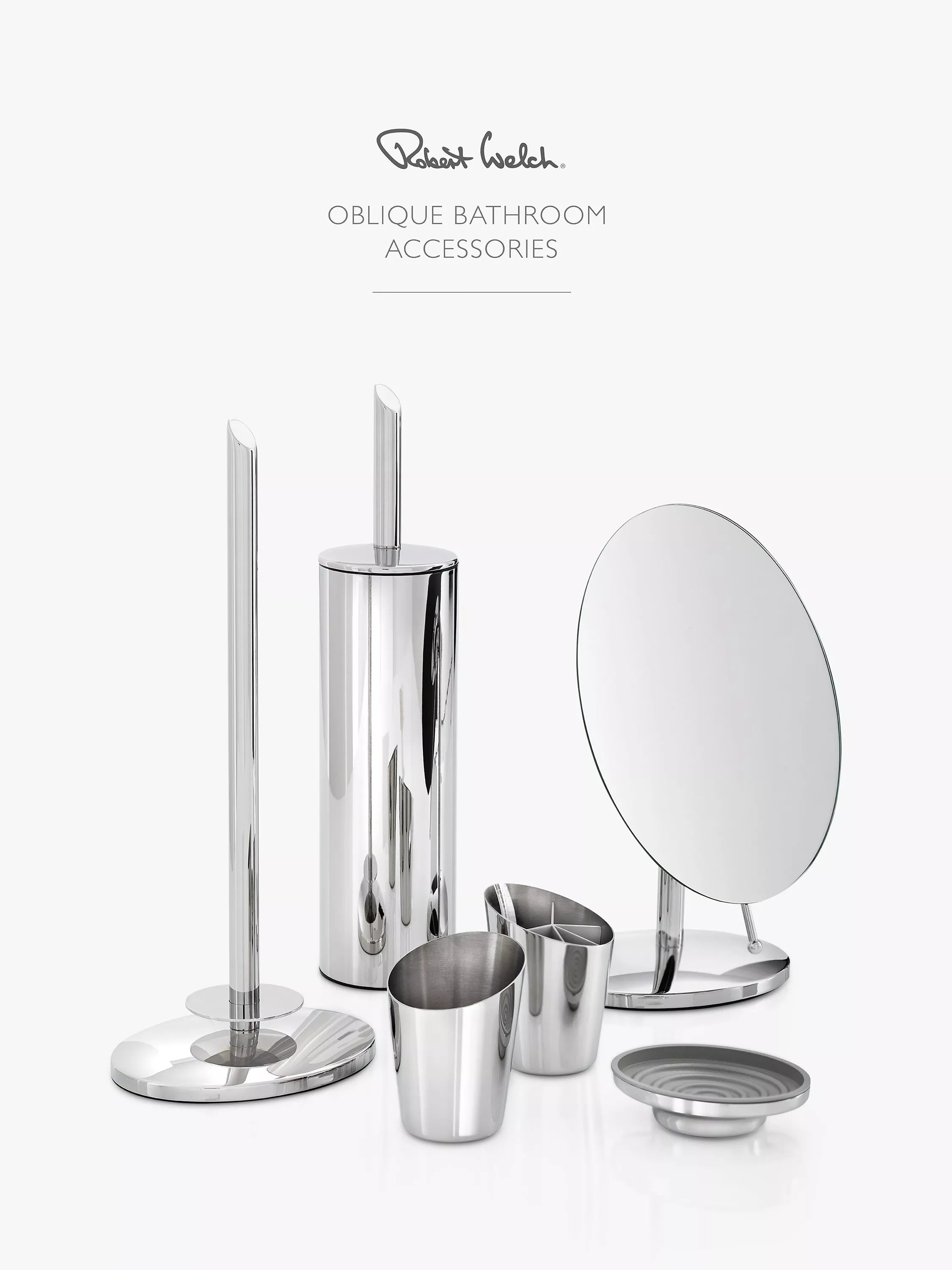 Robert Welch Oblique floor-standing toilet roll holder stainless steel (British brand)