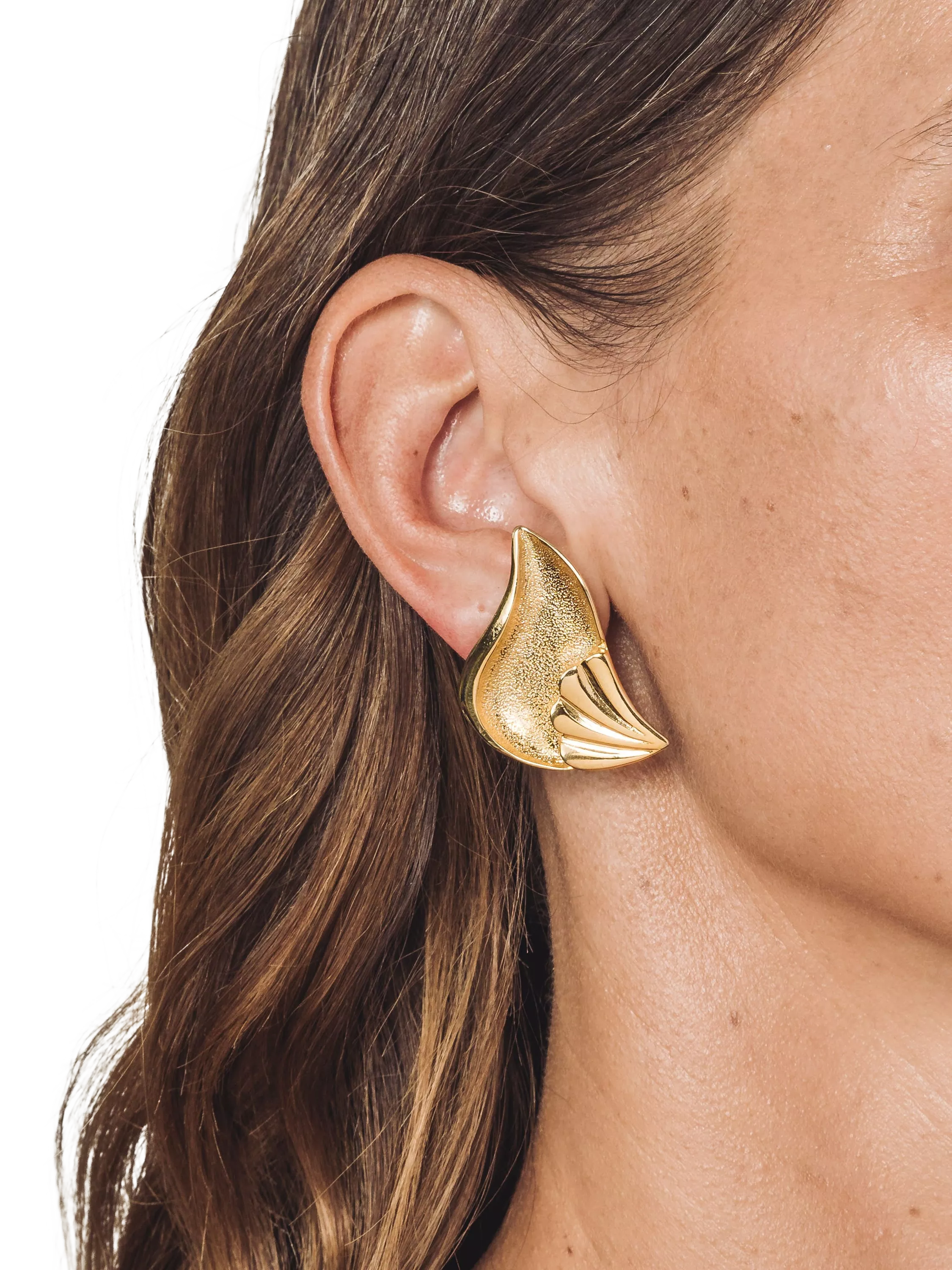 Eclectica pre-loved clip-on earrings 18ct gold, imported from the UK