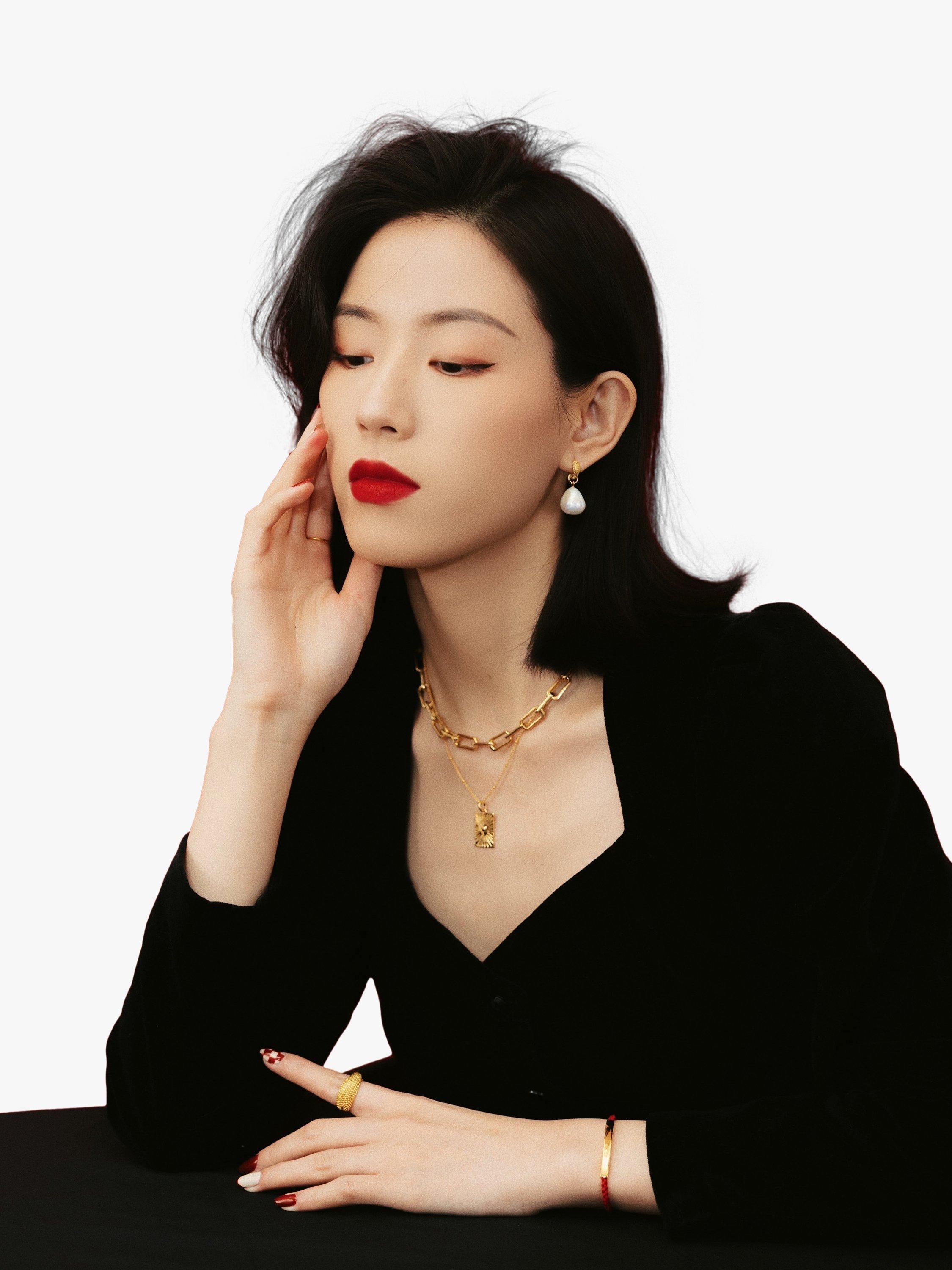 Monica Vinader baroque pearl huggie earrings in gold, imported from the UK