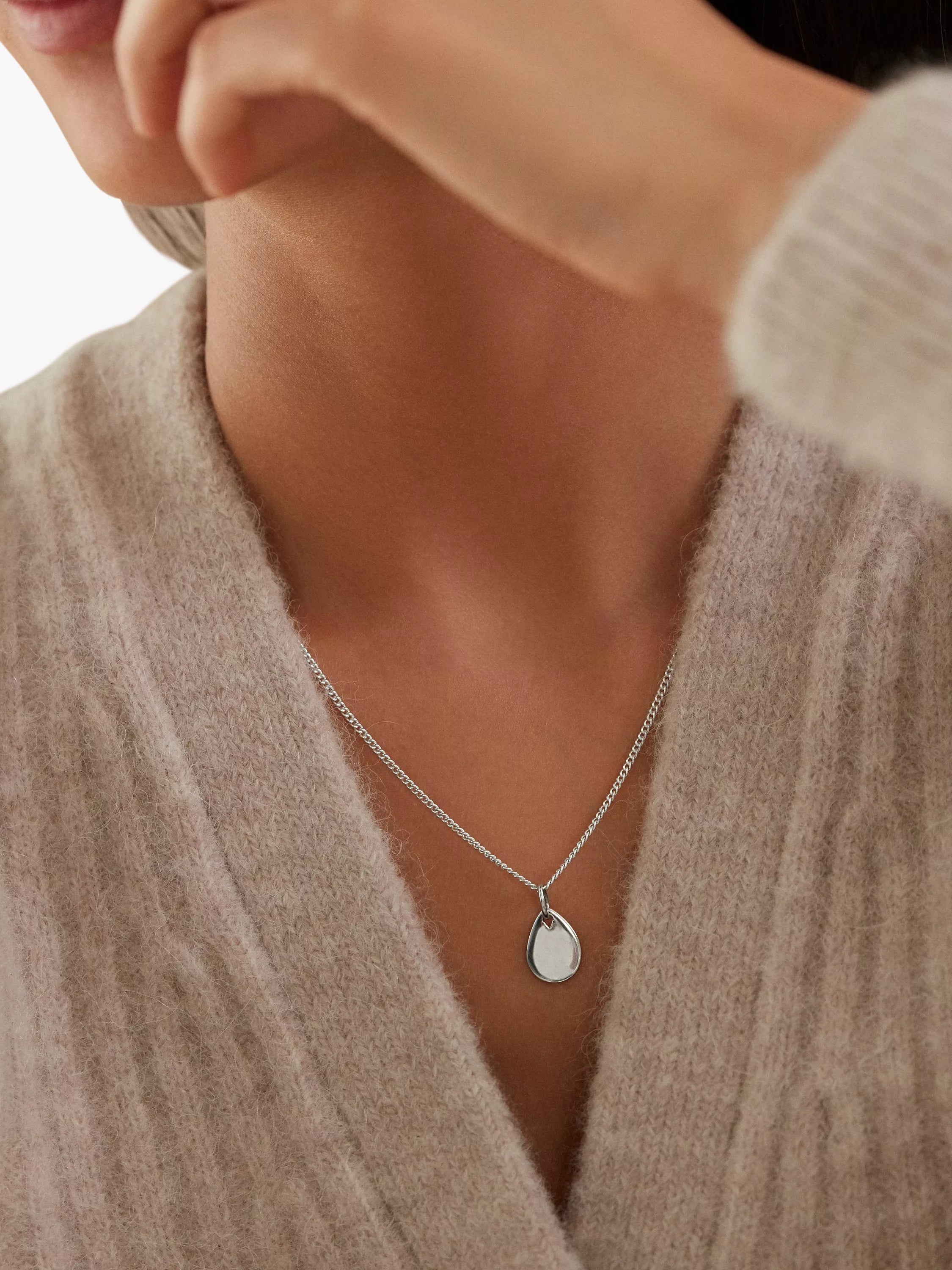 Monica Vinader silver petal pendant necklace - British product