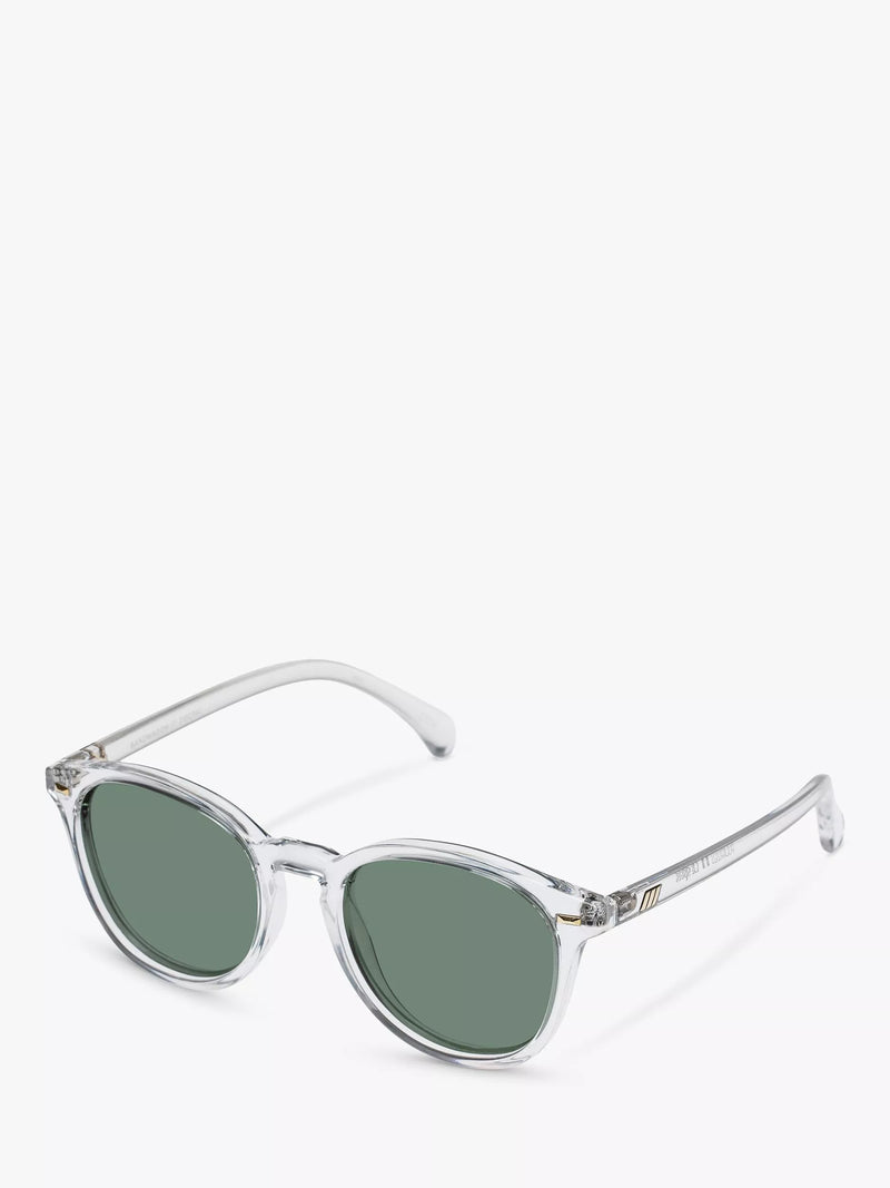 Le Specs Bandwagon polarised round sunglasses clear green tint, UK version