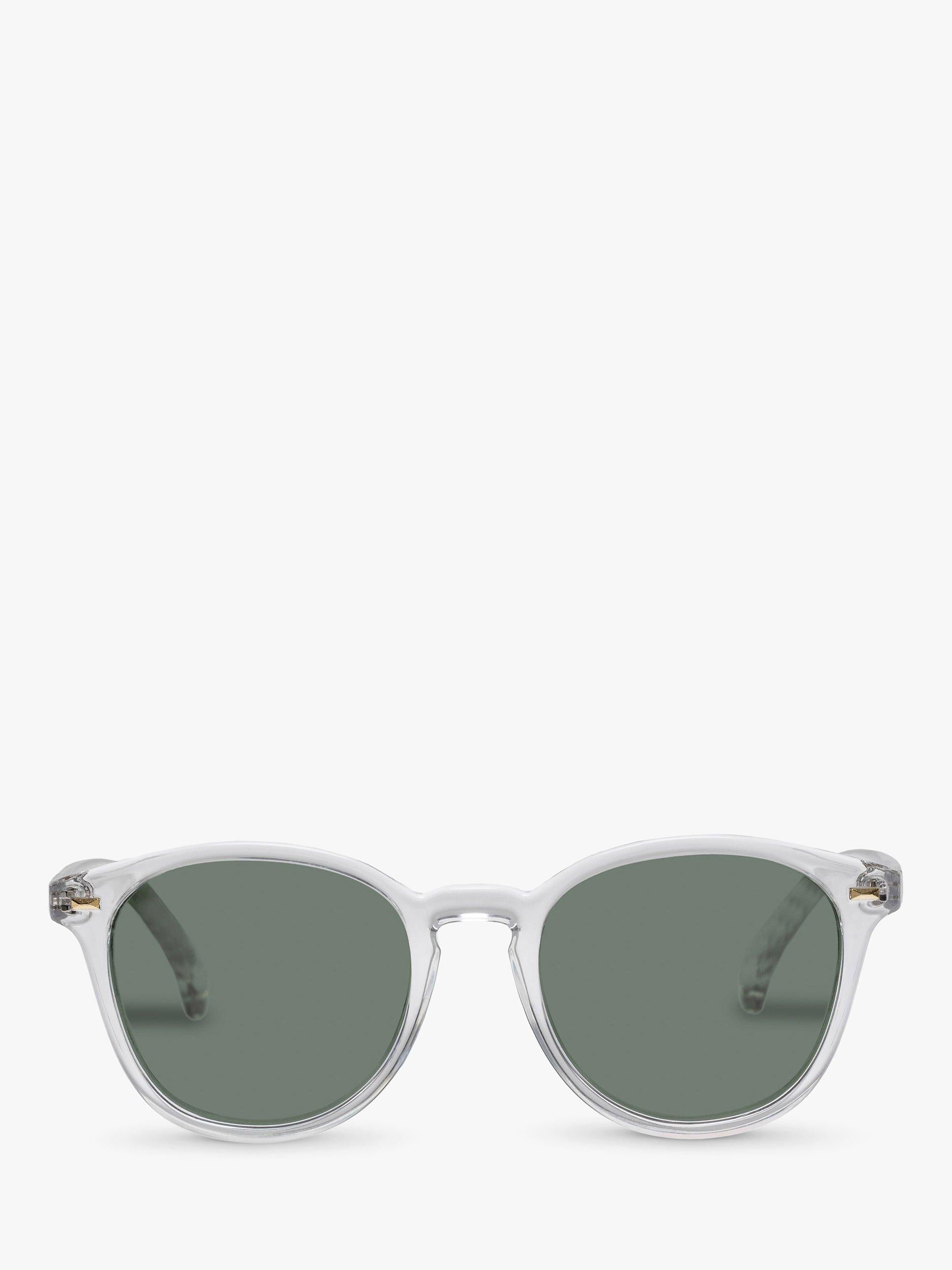 Le Specs Bandwagon polarised round sunglasses clear green tint, UK version