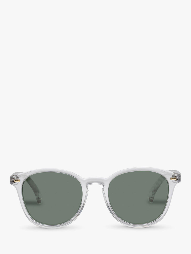 Le Specs Bandwagon polarised round sunglasses clear green tint, UK version