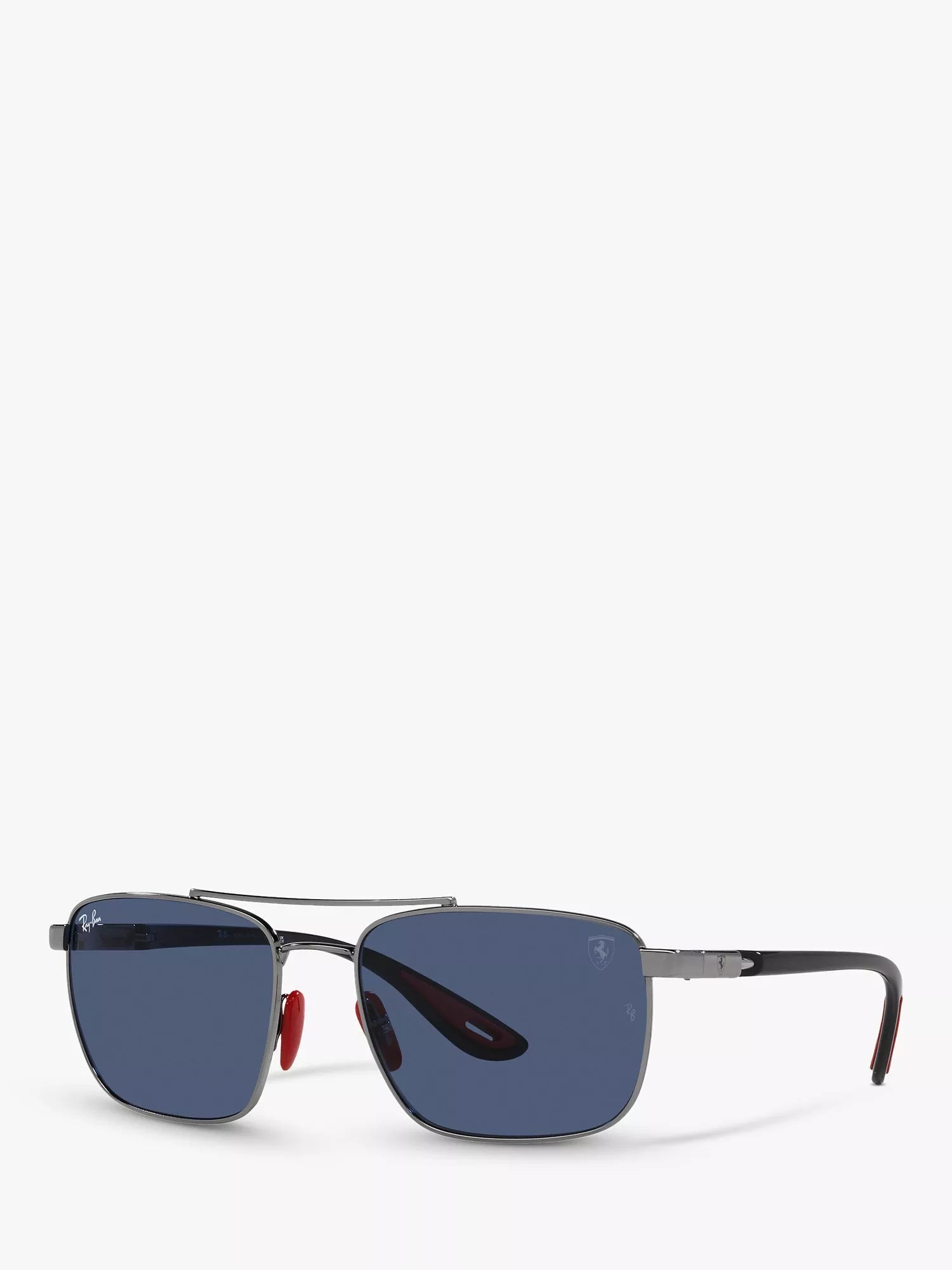 Ray-Ban RB3715M square sunglasses with gunmetal frame and blue lenses, UK version
