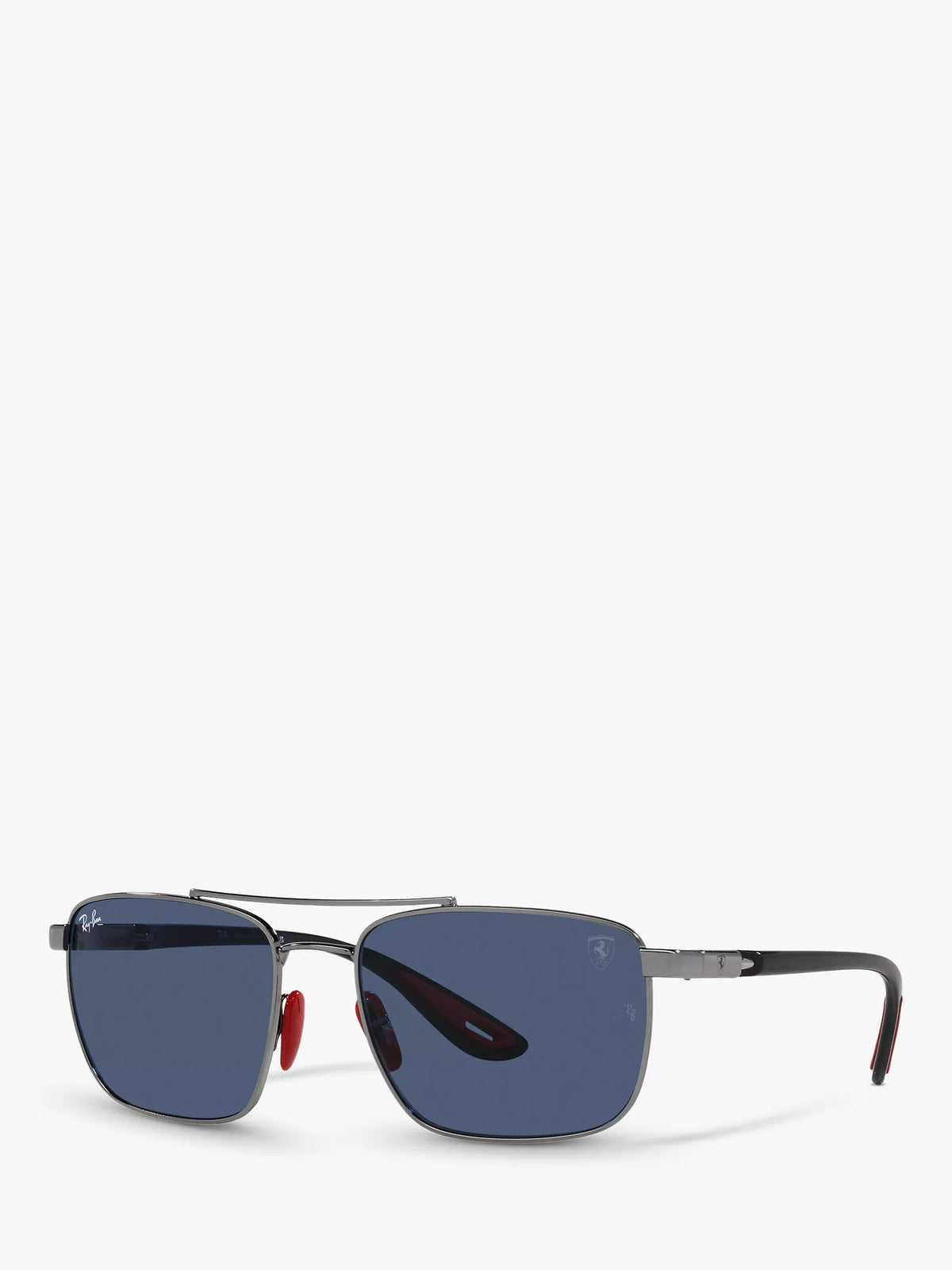 Ray-Ban RB3715M square sunglasses with gunmetal frame and blue lenses, UK version