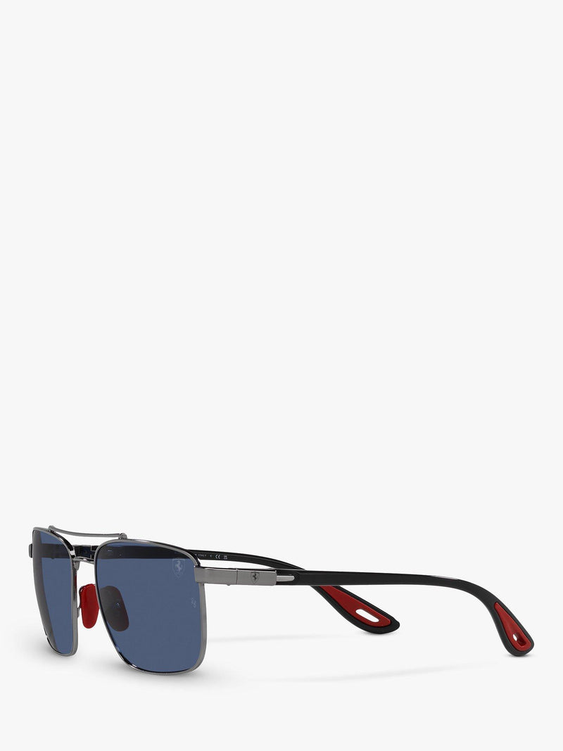 نظارات شمسية مربعة Ray-Ban RB3715M بإطار معدني أزرق وعدسات زرقاء، نسخة المملكة المتحدة