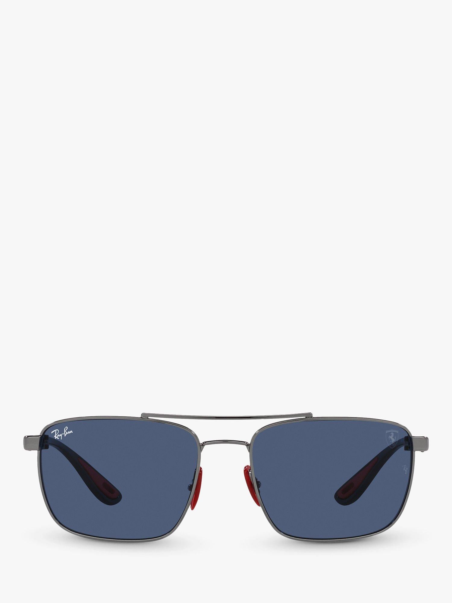 نظارات شمسية مربعة Ray-Ban RB3715M بإطار معدني أزرق وعدسات زرقاء، نسخة المملكة المتحدة