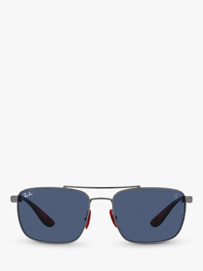 نظارات شمسية مربعة Ray-Ban RB3715M بإطار معدني أزرق وعدسات زرقاء، نسخة المملكة المتحدة
