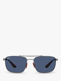 نظارات شمسية مربعة Ray-Ban RB3715M بإطار معدني أزرق وعدسات زرقاء، نسخة المملكة المتحدة