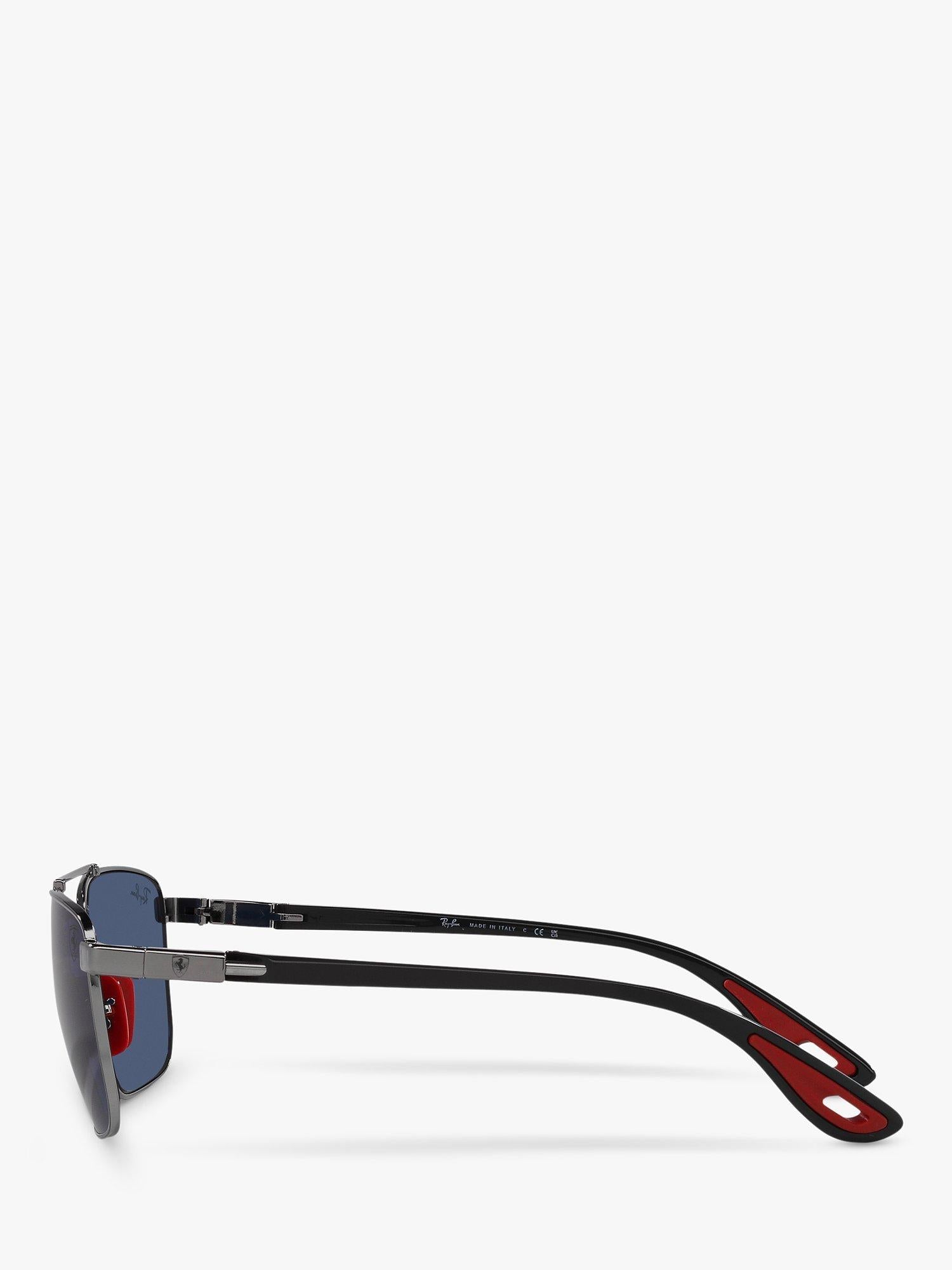 نظارات شمسية مربعة Ray-Ban RB3715M بإطار معدني أزرق وعدسات زرقاء، نسخة المملكة المتحدة