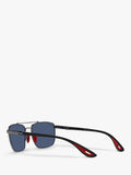 Ray-Ban RB3715M square sunglasses with gunmetal frame and blue lenses, UK version
